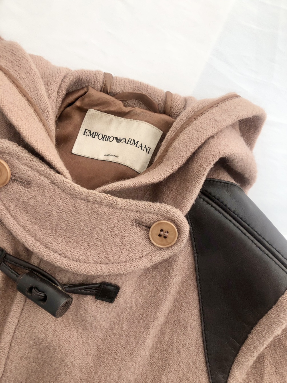 Armani Light Brown Wool Duffel Long Coat