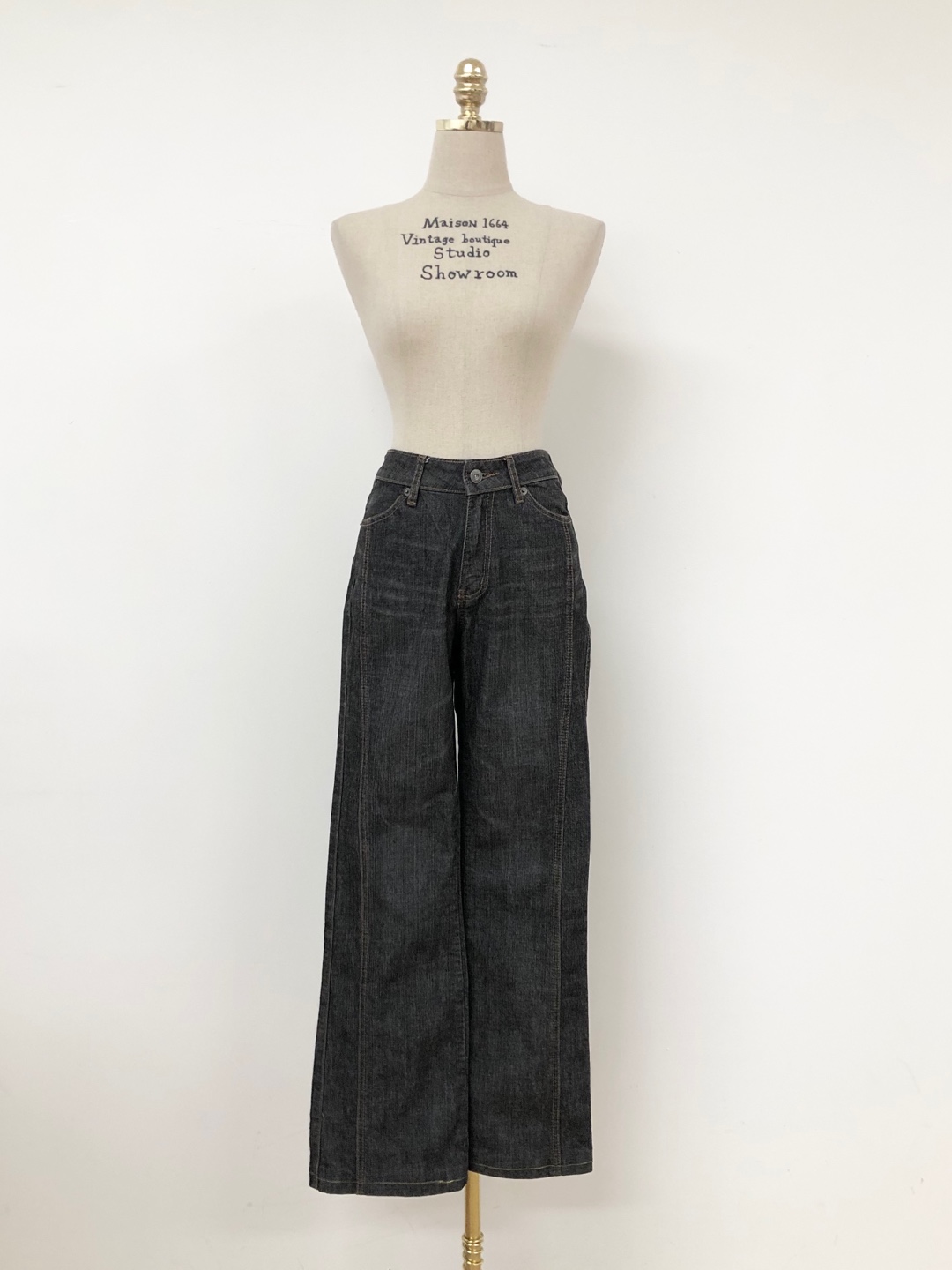 Black Black Blue Brown Stitched Cutout Jeans [28 inch]