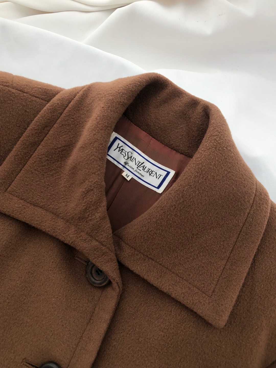 Yves Saint Laurent Brown Overfit Wool Coat