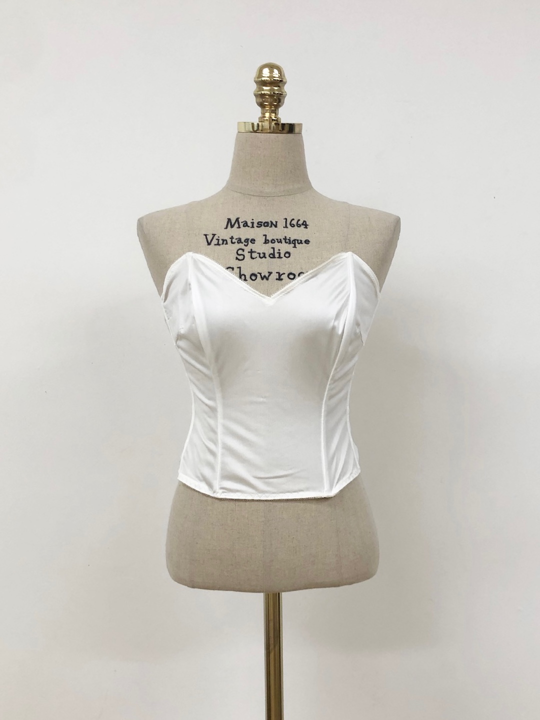 White side banding shirring corset top 40size