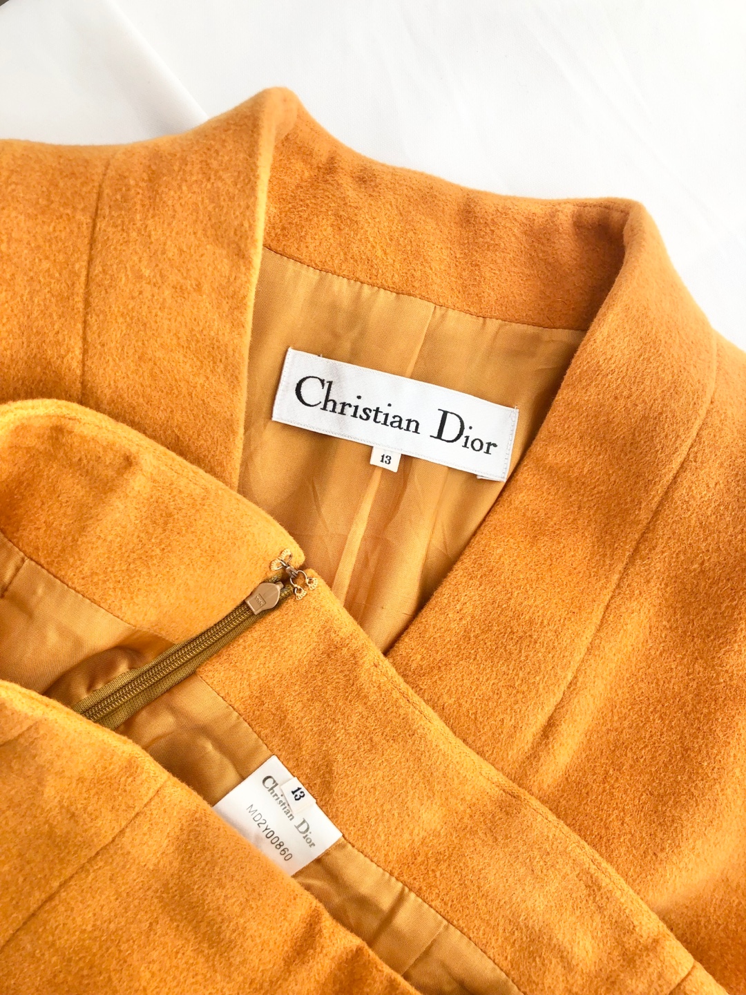 Christian Dior Orange Yellow Jacket Skirt Two Piece Setup