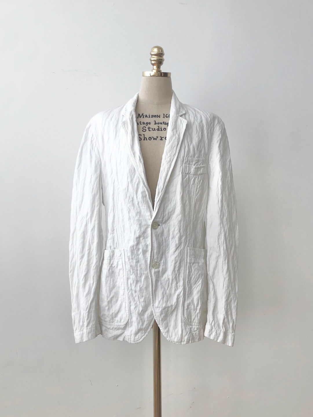 VERSACE White Pleated Cotton Jacket