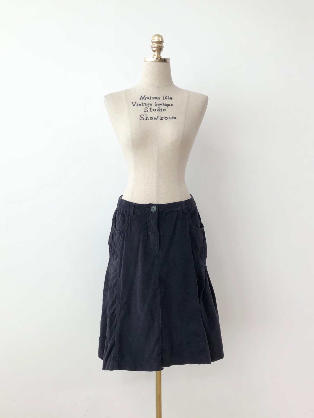 Deep Purple Side Pleated Corduroy Skirt [30 inch]