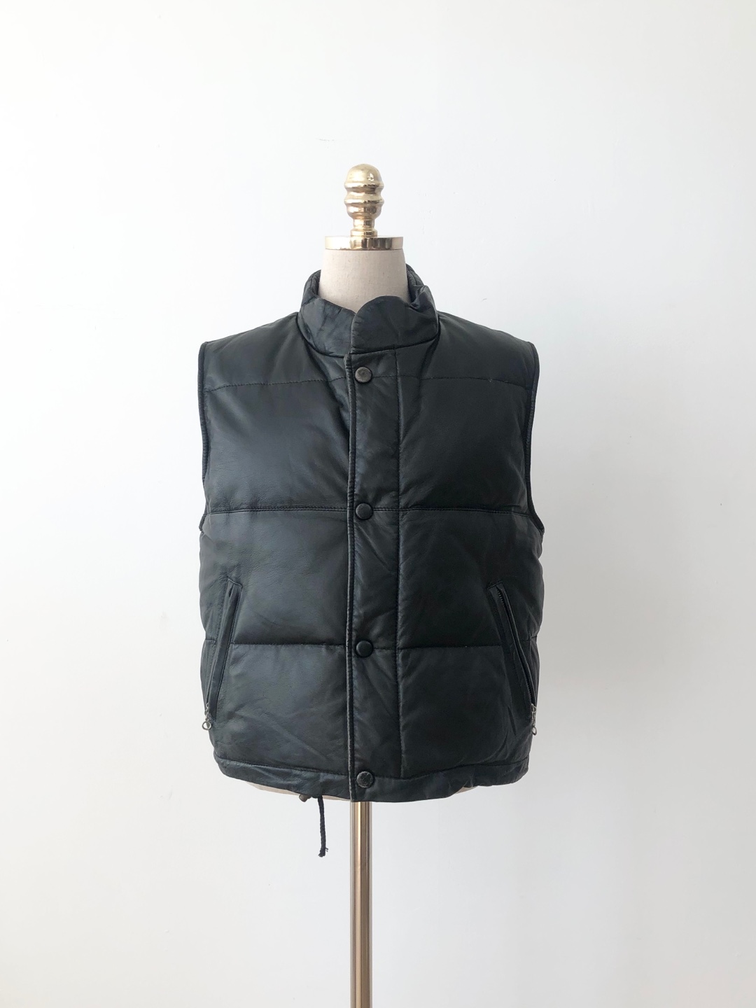 Black Real Leather Sheepskin Vest Padded