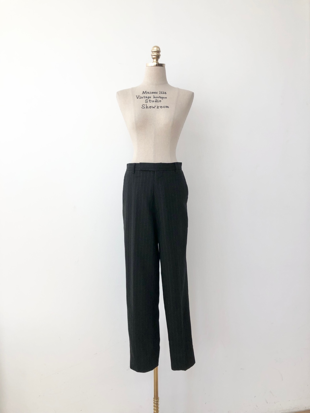 katherine hamnet black wool 100 stripe slacks pants [29 inch]