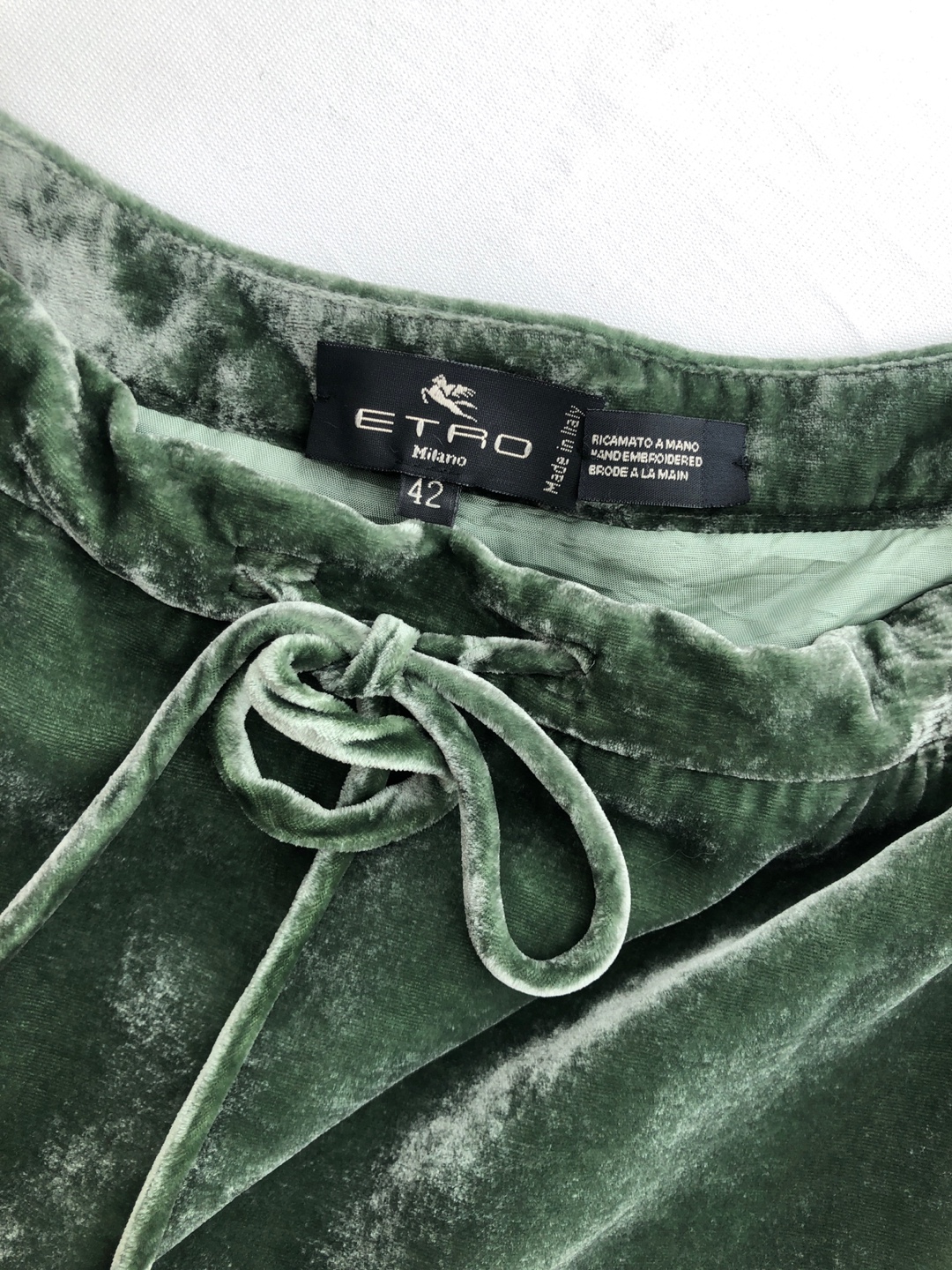 ETRO Khaki Green String Velvet Jacquard Detail Skirt [29 inch] (made in italy)