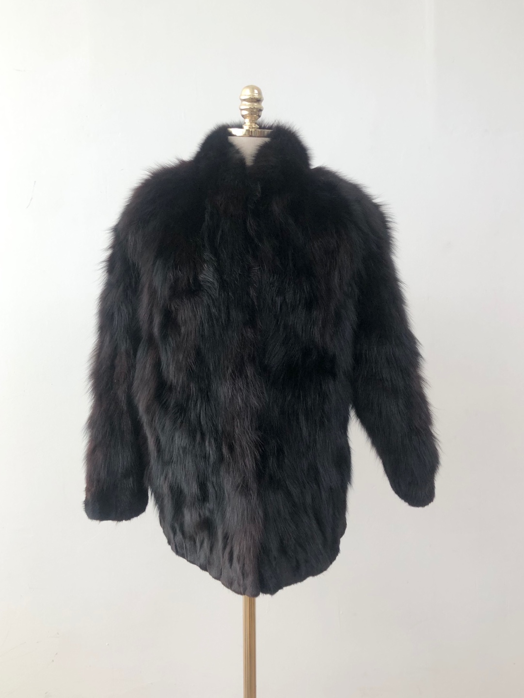 Saga Fox Black Deep Brown Real Fur Jacket