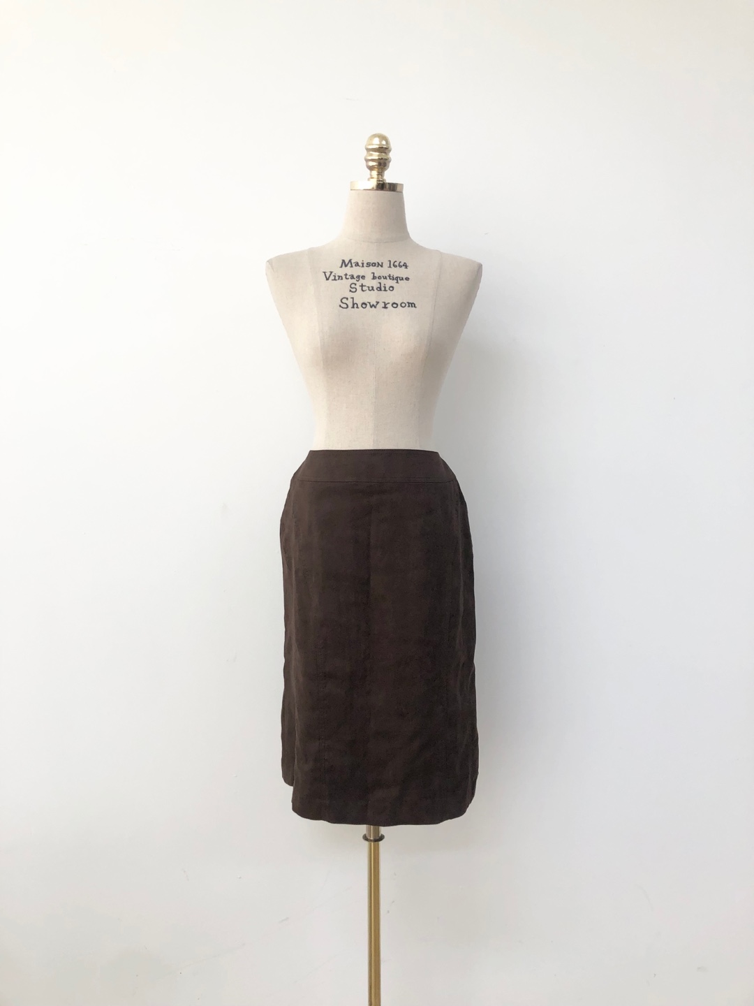 Brown suede textured poly skirt [27 inch]