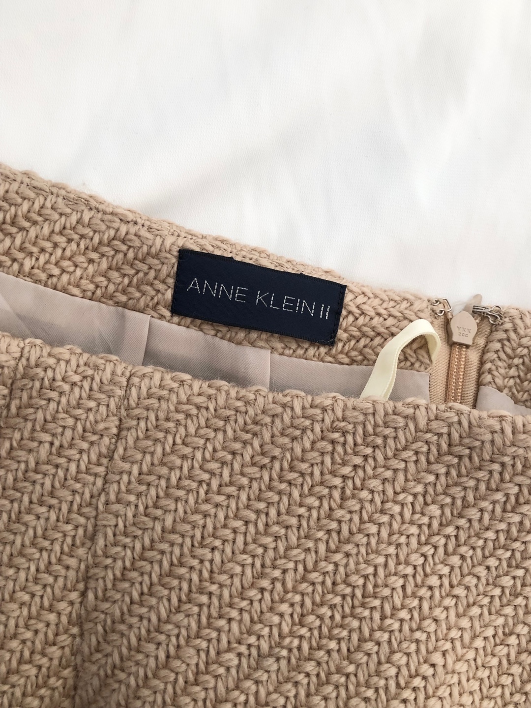 Anne Klein beige ash brown wool tweed skirt [26 inch]