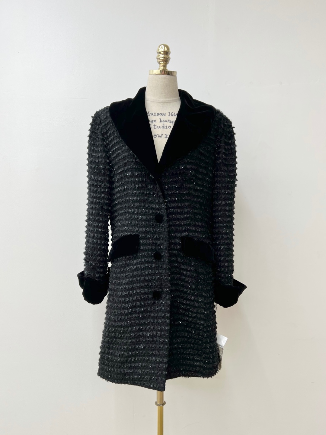 Moko Grace black tweed velvet jacket (Made In Italy)