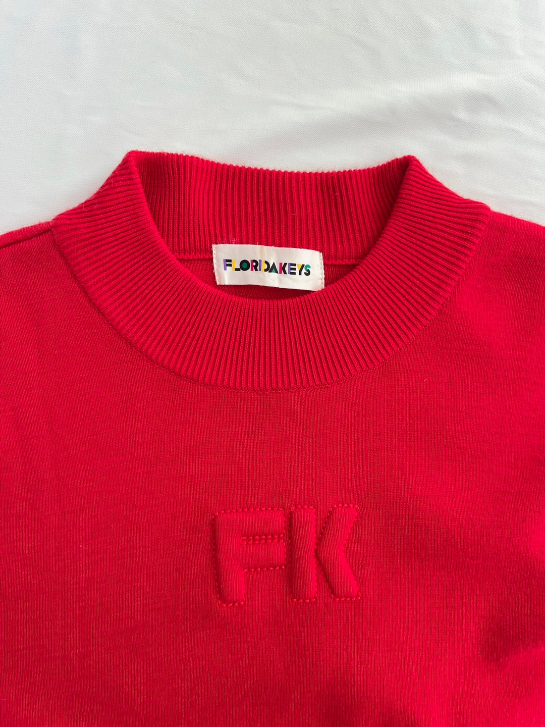 Flordakeys red FK logo detail wool40 knit top