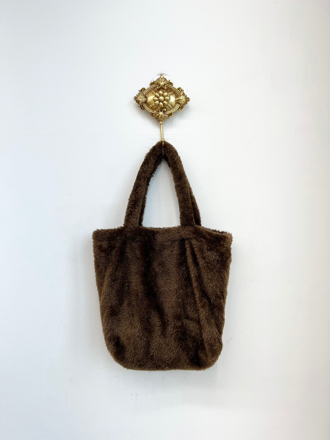 Deep Brown Faux Fur Tote Bag