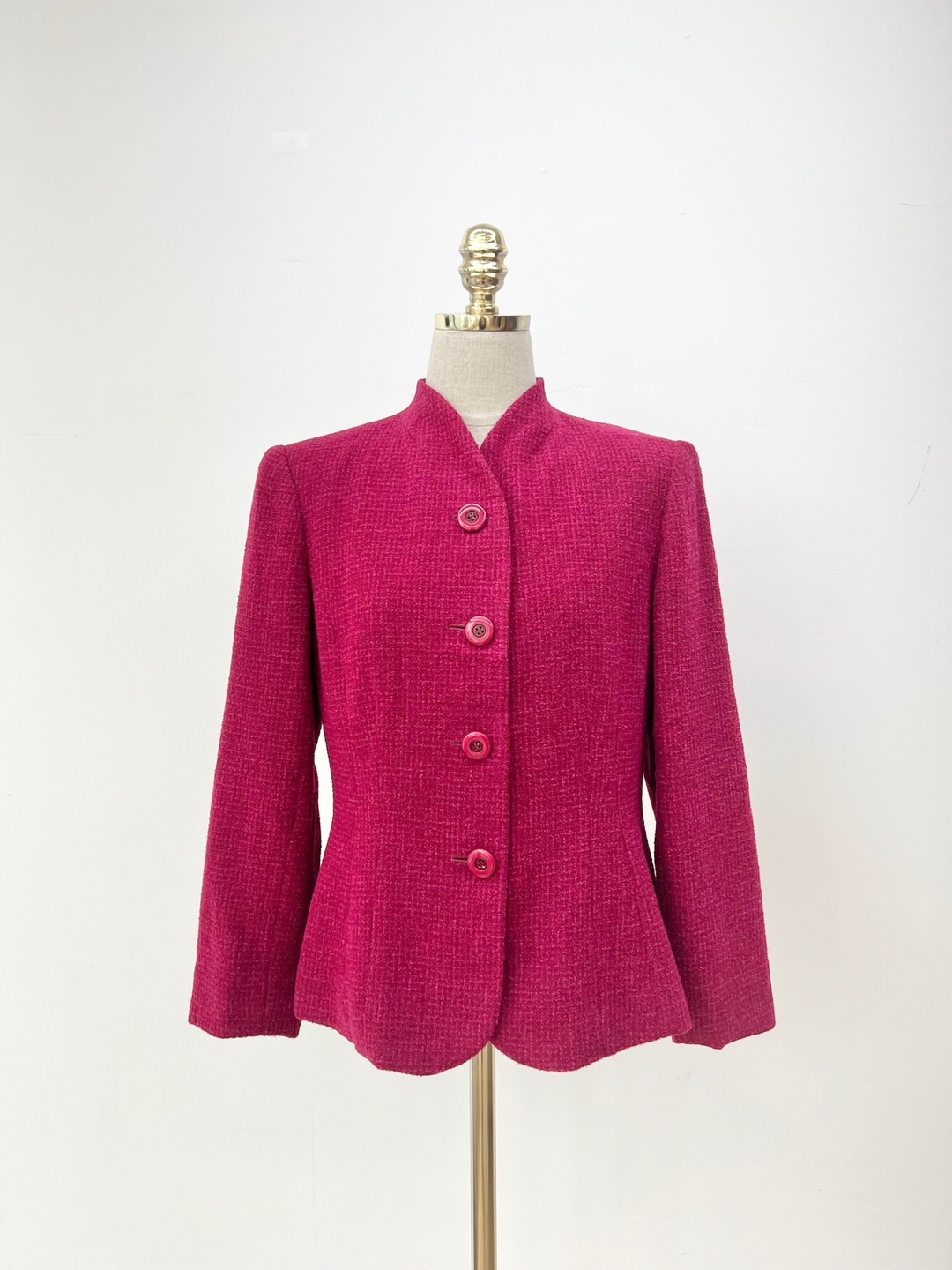 Mila Sehon Magenta Tweed High Collar Jacket
