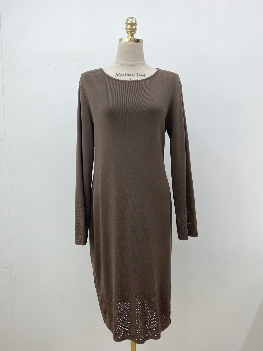 Yves Saint Laurent Brown Plain Long Knit Dress