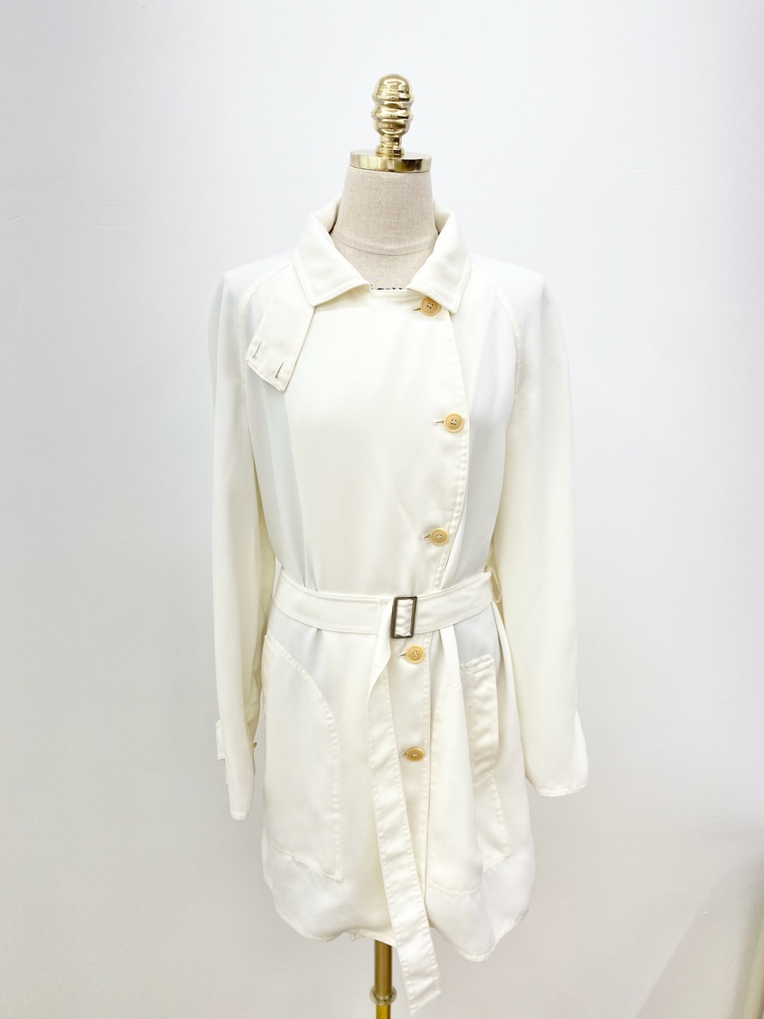 ARMANI collezioni ivory high neck belted trench coat (made in italy)