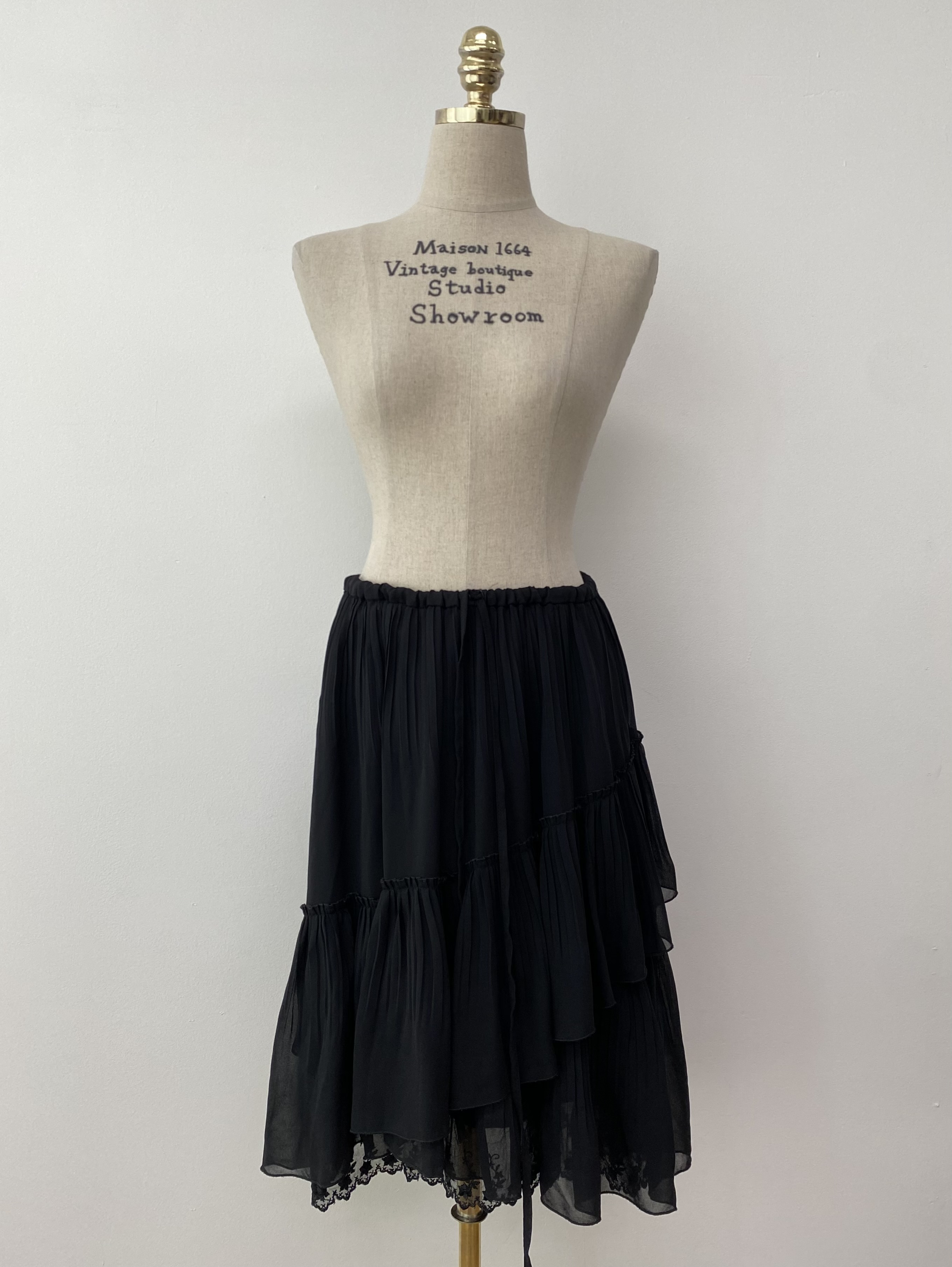 pleated shirring point skirt