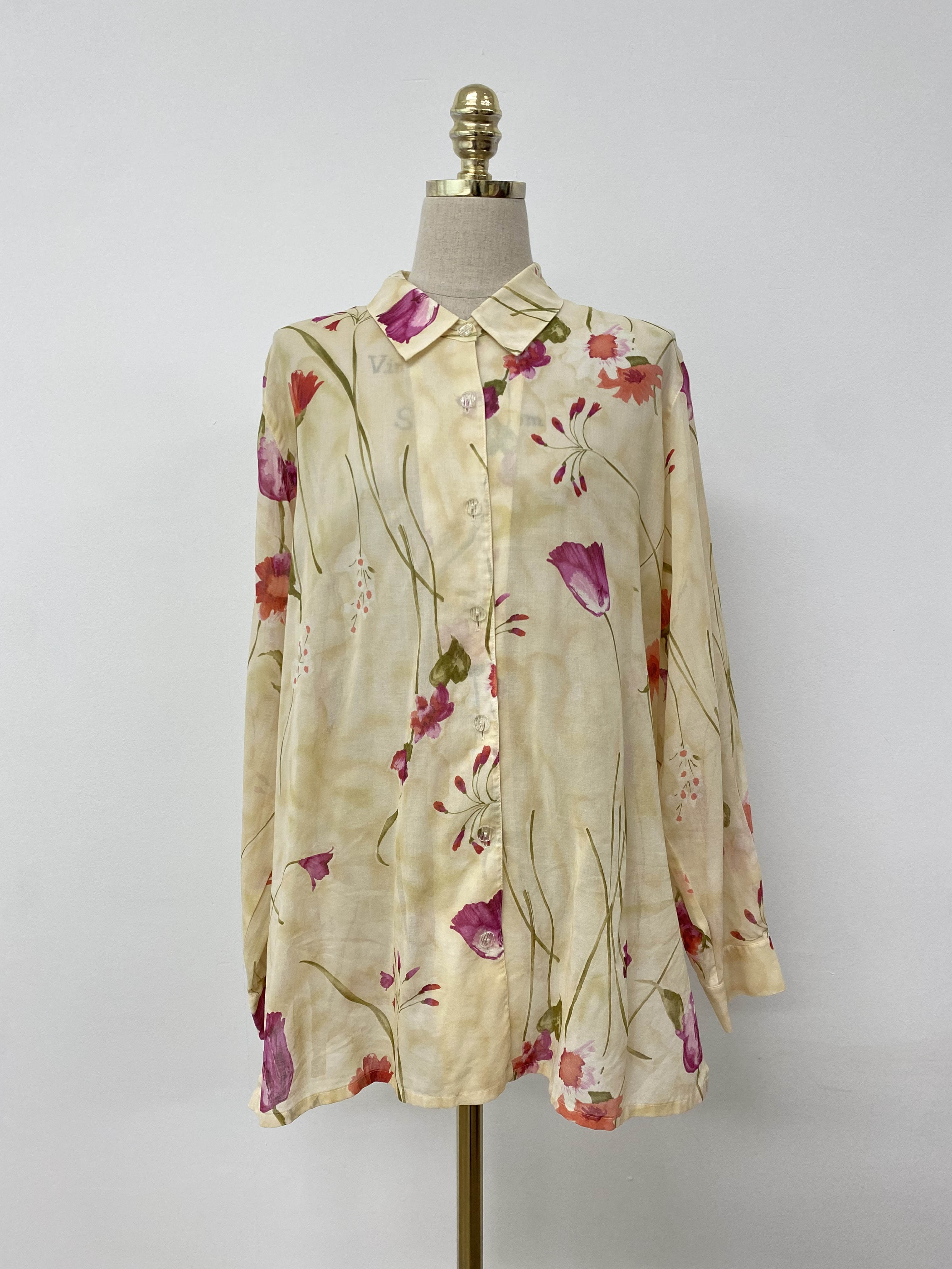 flower pattern see-through shirt