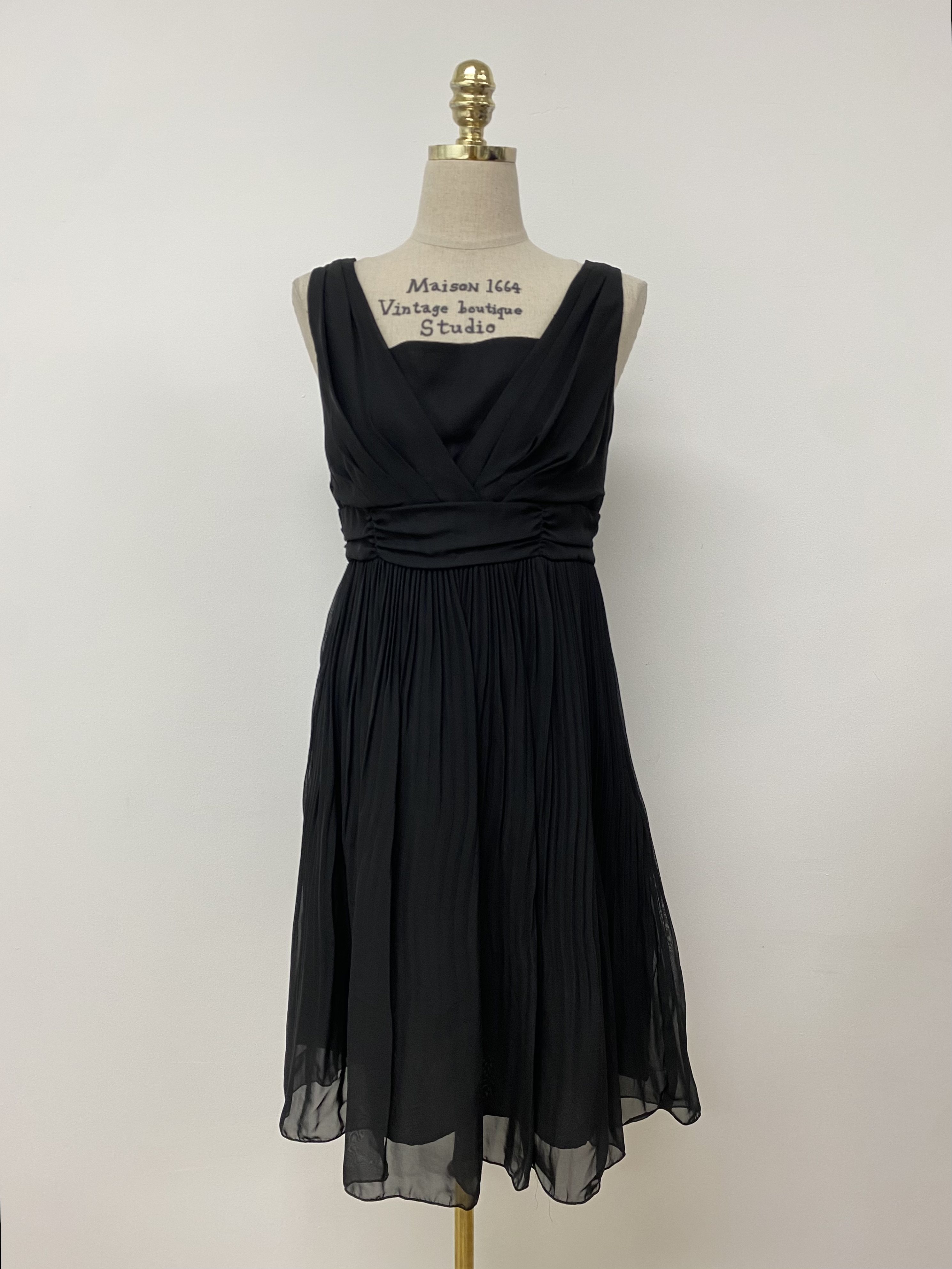 black pleated dress