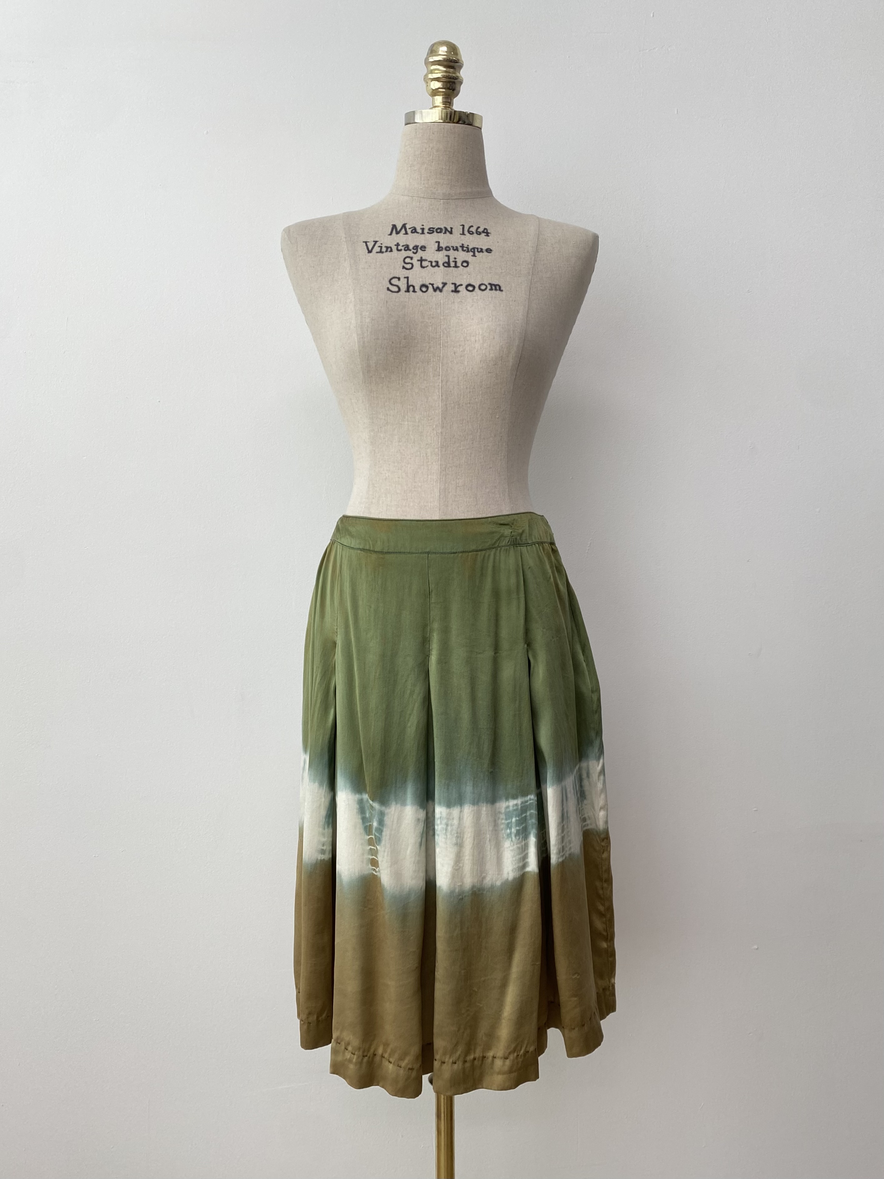 maxmara tie-dye green silk skirt