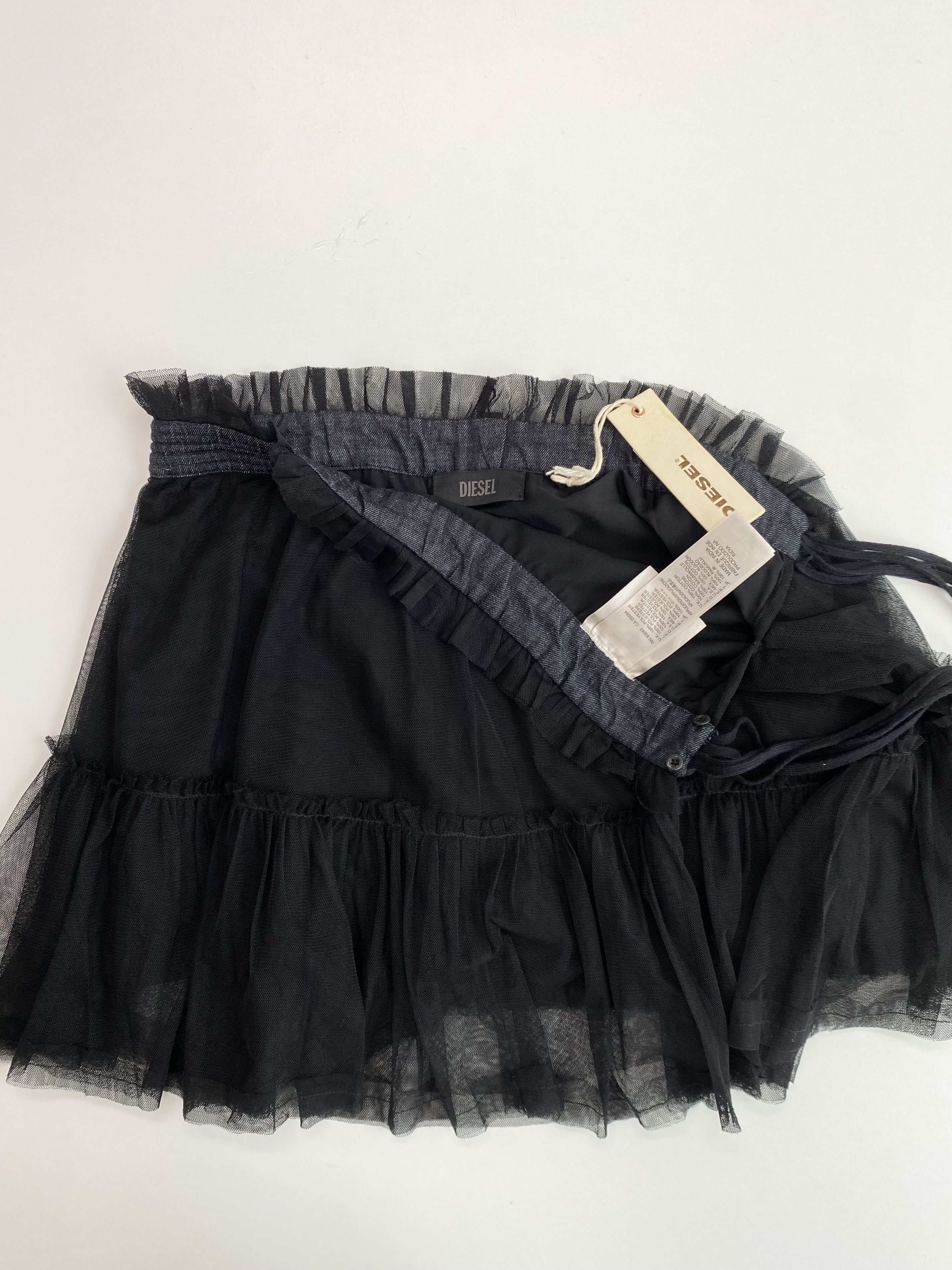 diesel Black Denim Contrast Ribbon Detail Ballet Skirt