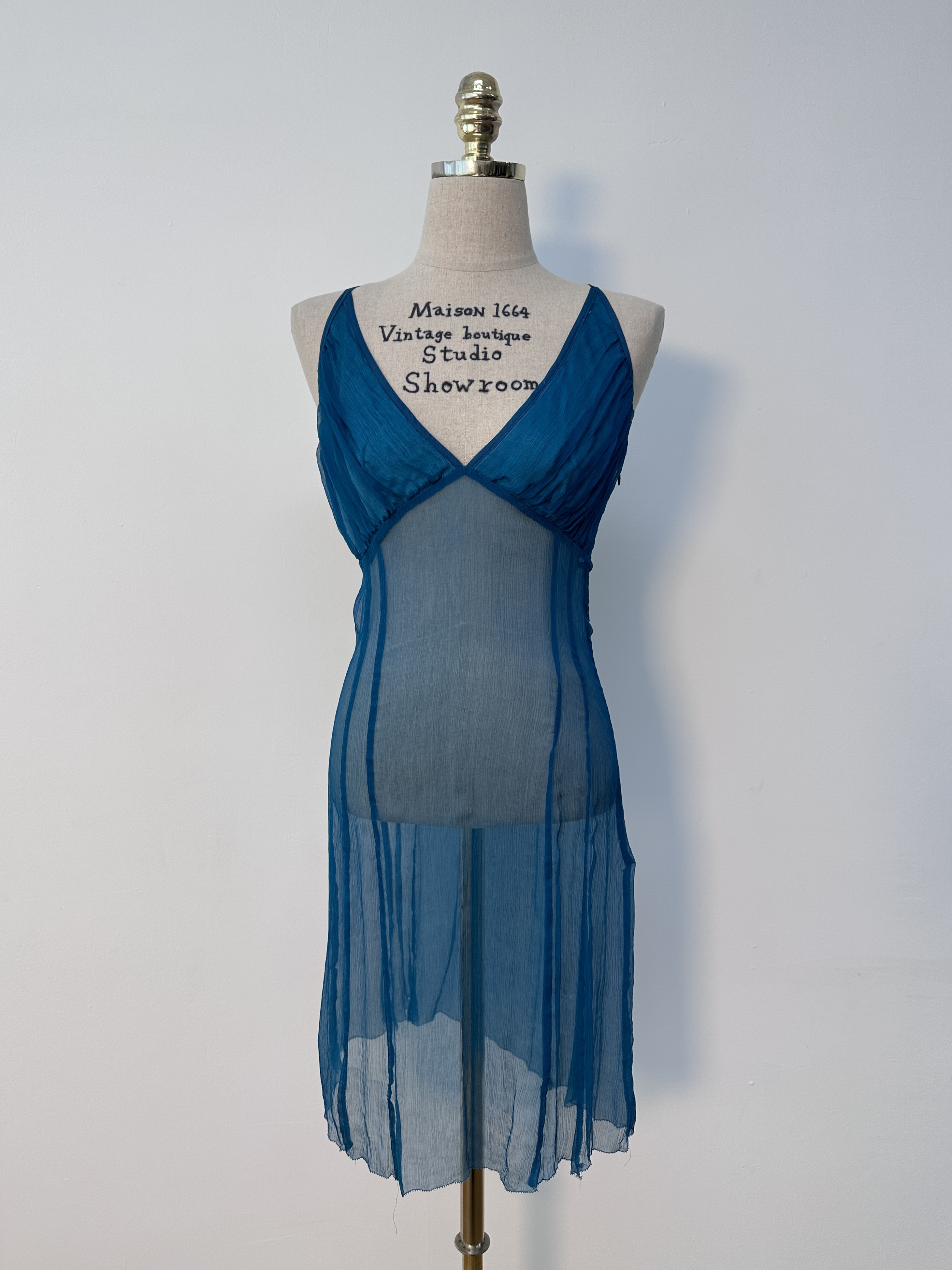 5351 pour les femmes turquoise silk one-piece top