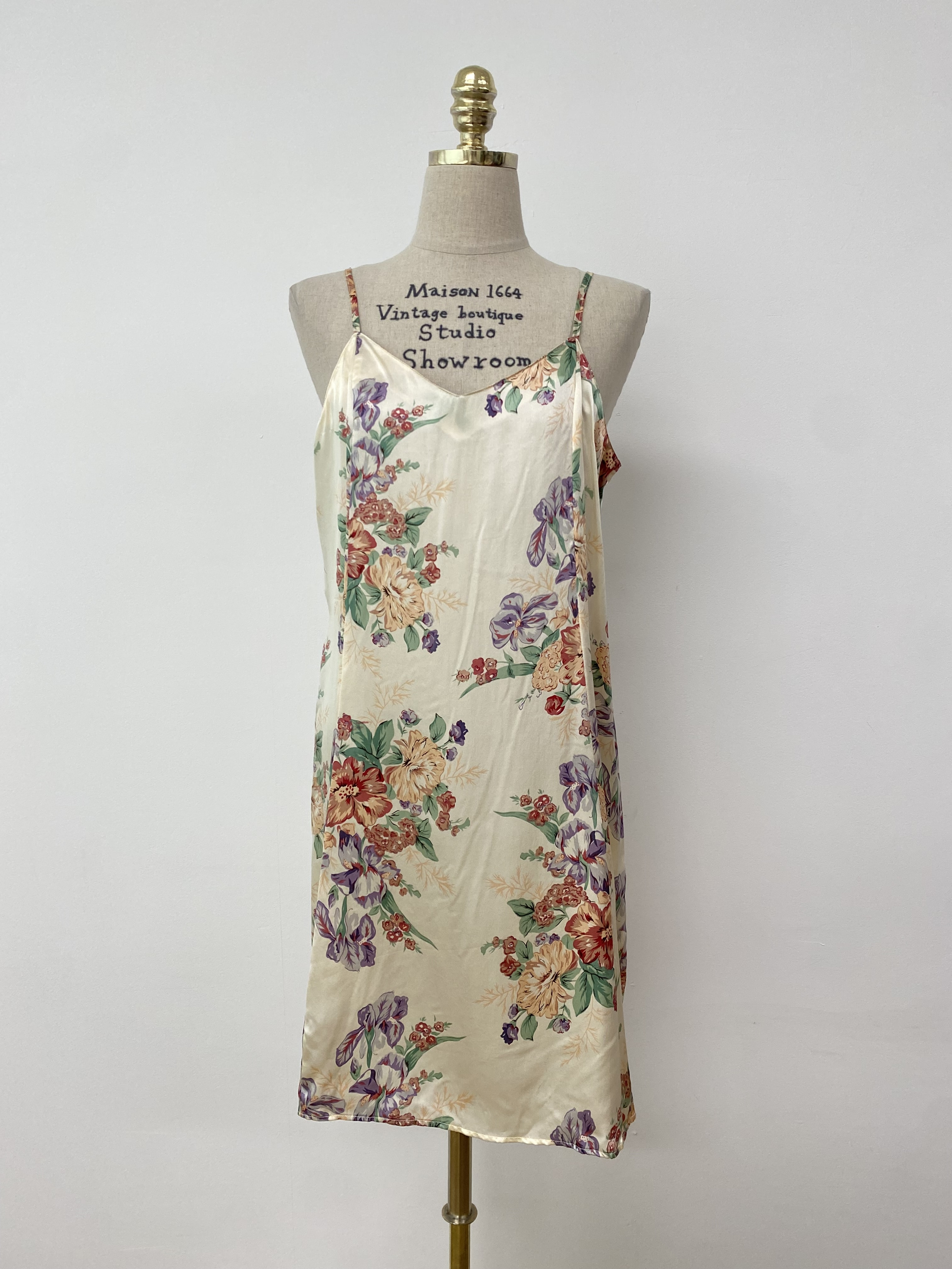 floral pattern silk sleeveless ops