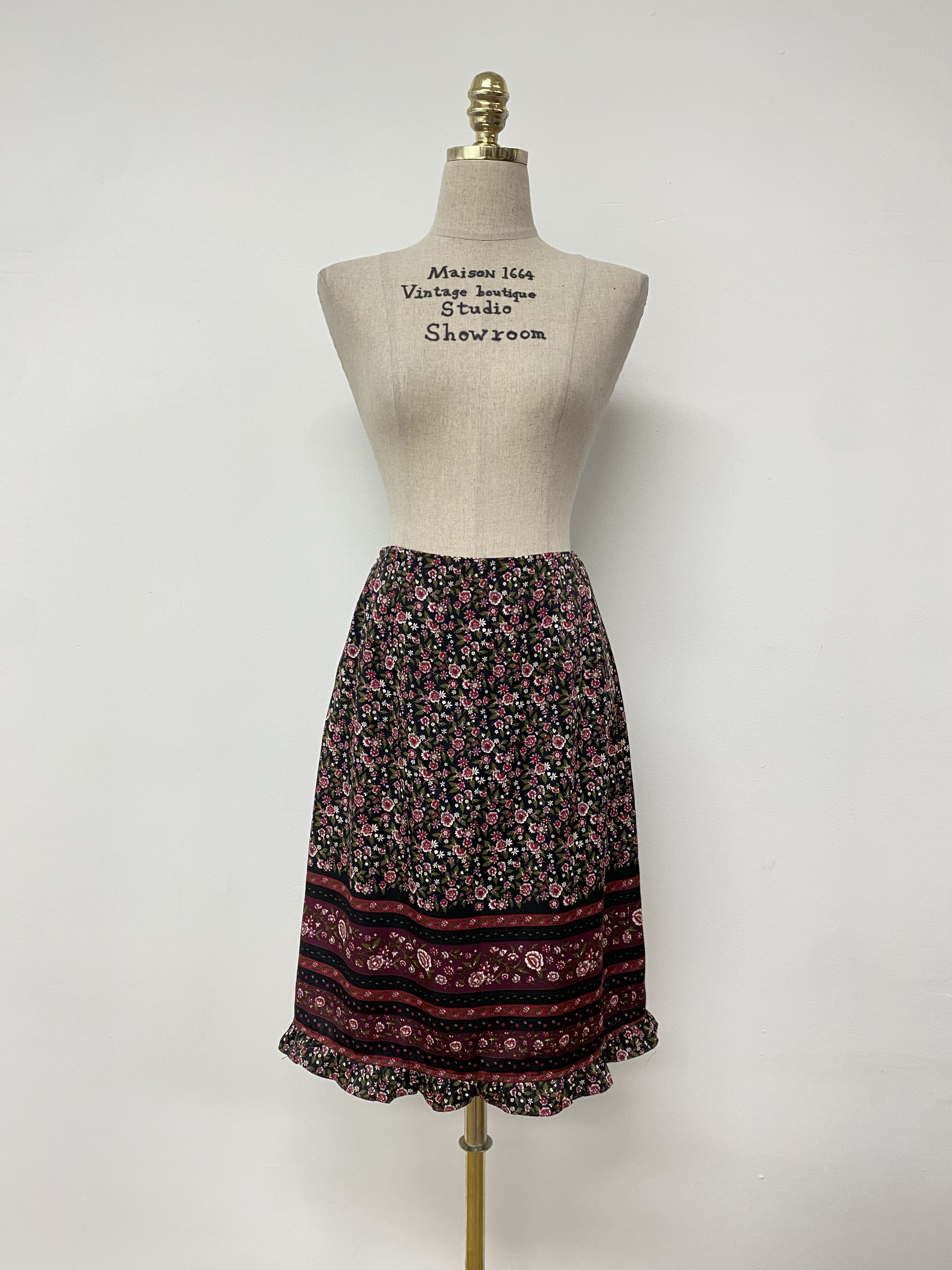 floral pattern shirring skirt