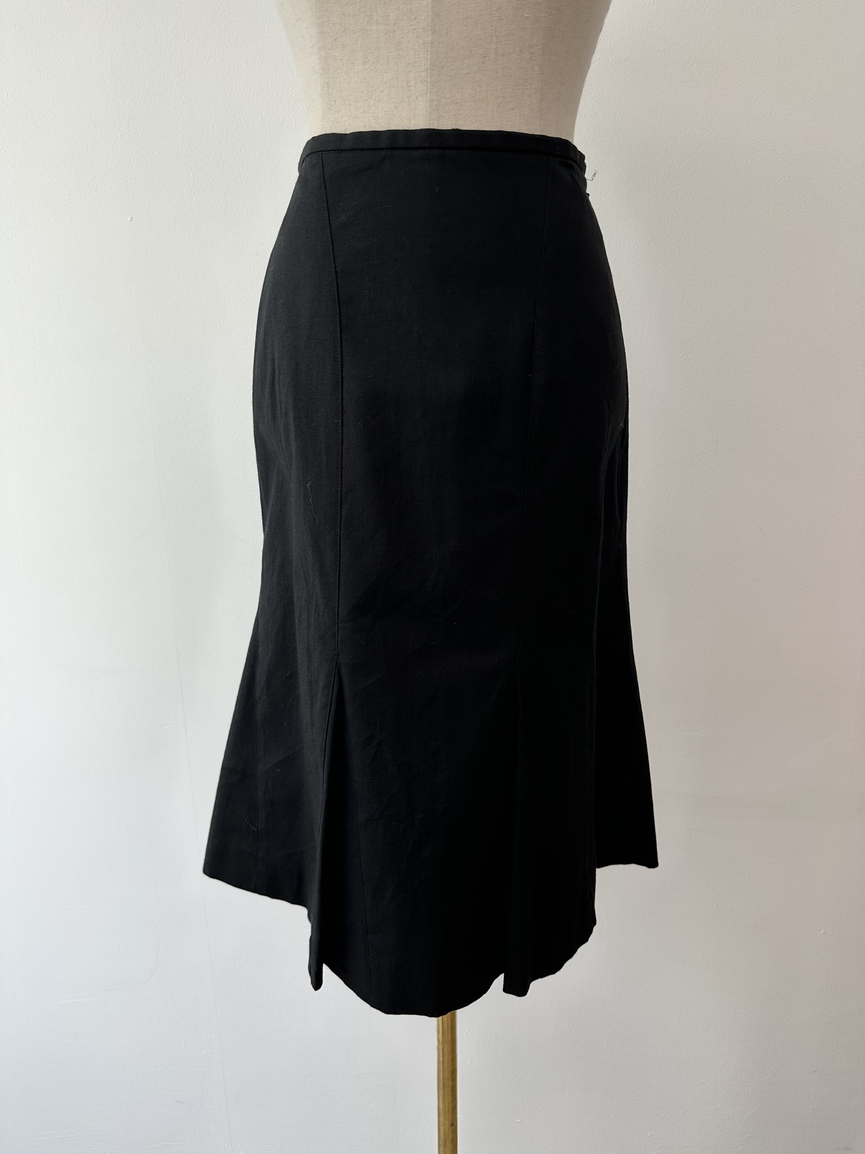 Keith black linen cotton skirt