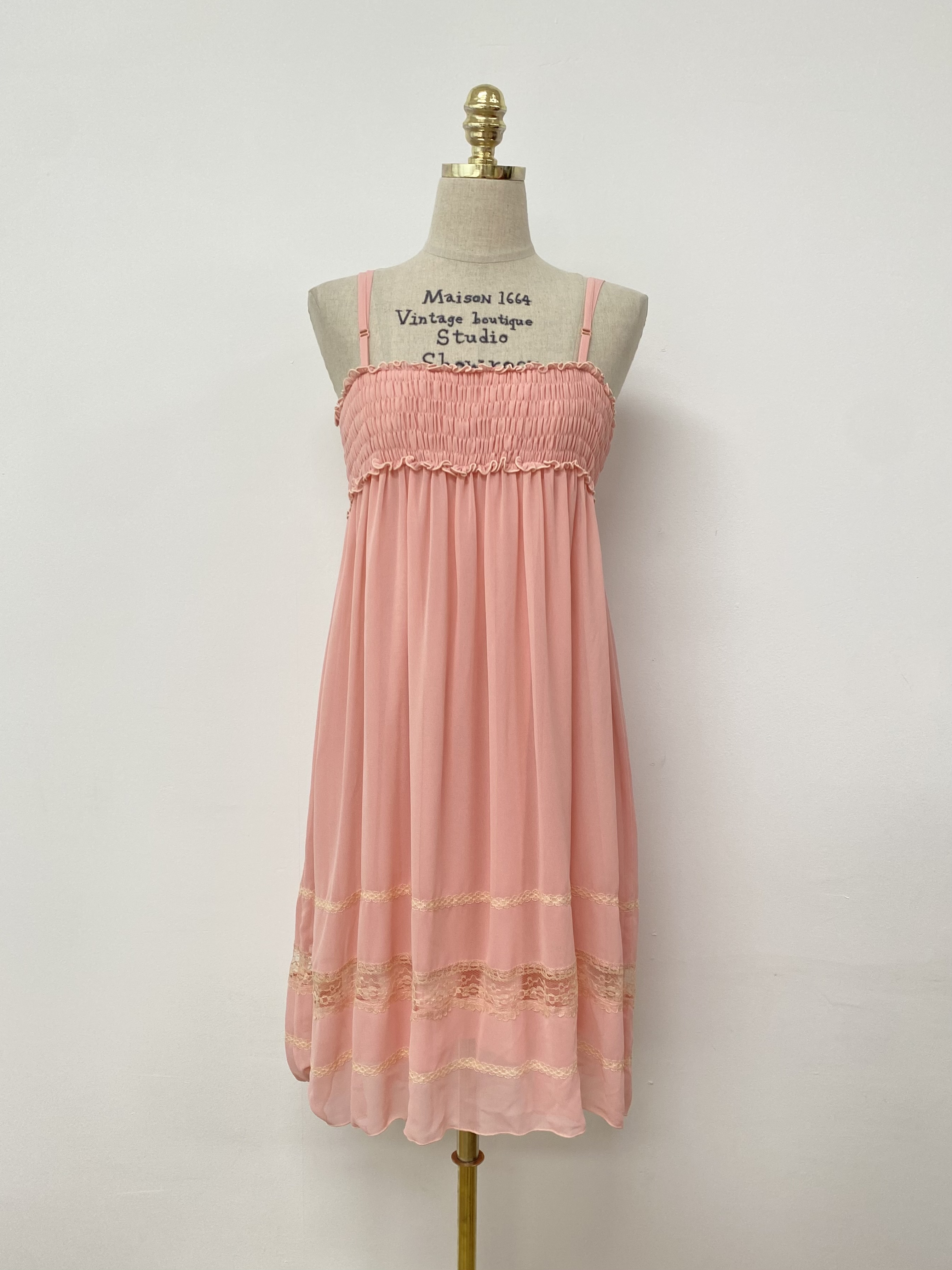 Pink frill lace detail dress