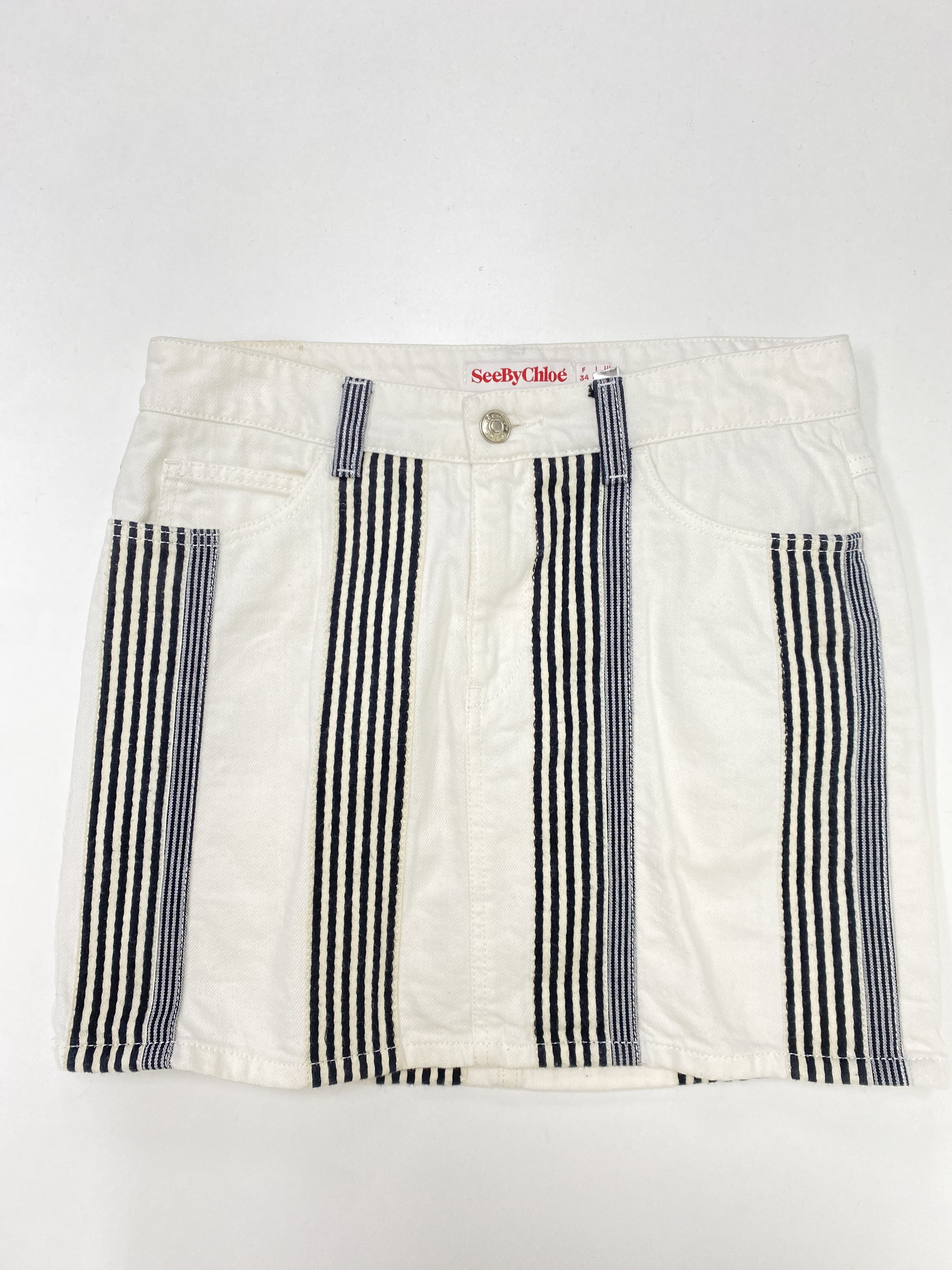 See by chloe whitrle black stripe denim skirt(made in italy) [27inch]