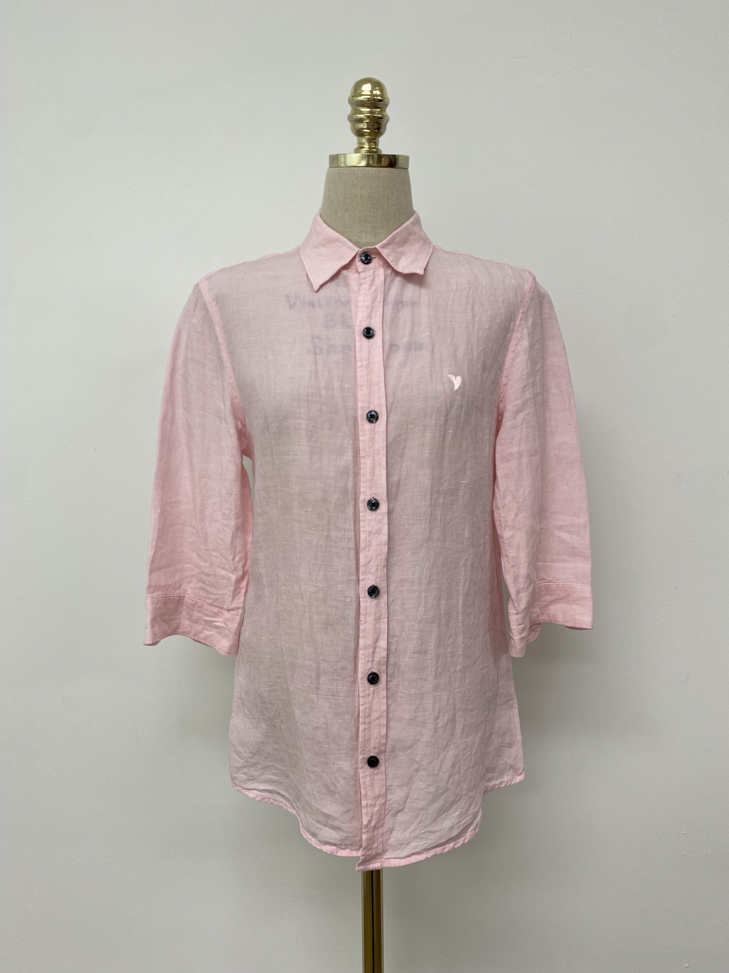 pink heart linen shirt