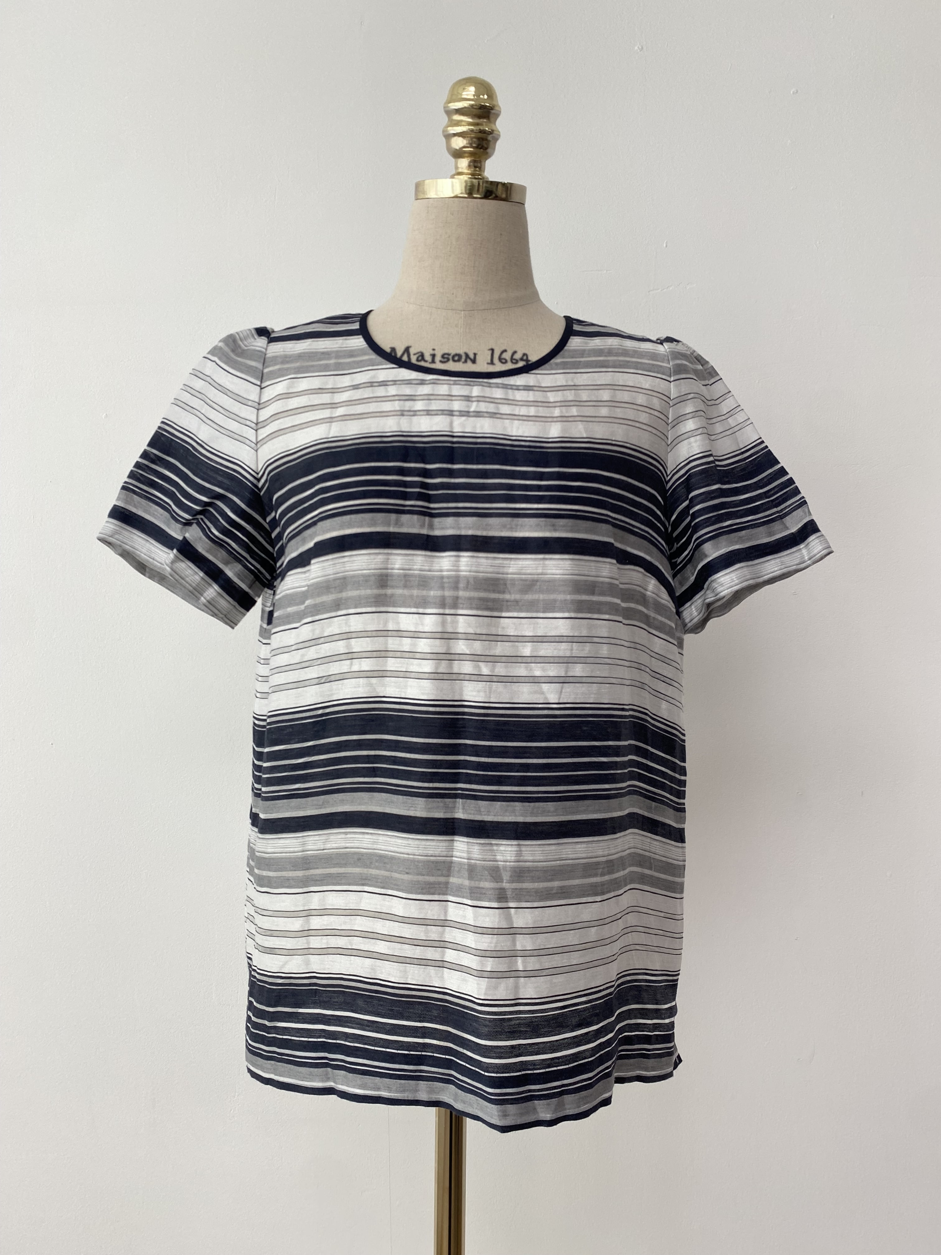 Striped See-through Short Sleeve Top