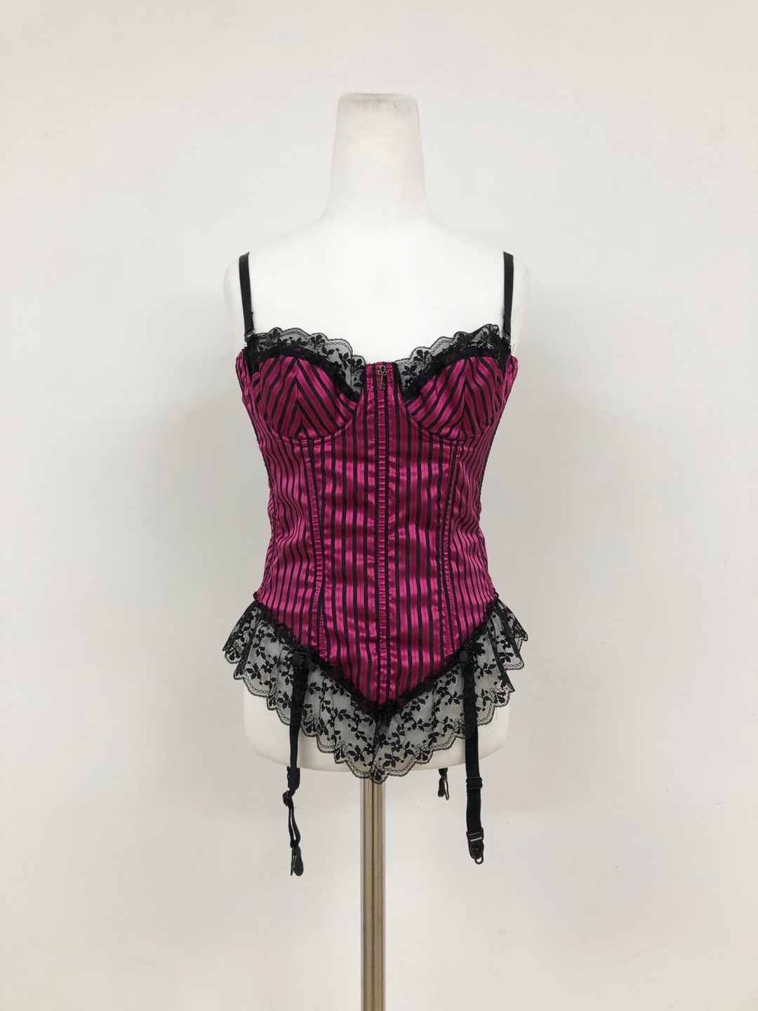 Pink Magenta Pink Black Lace Corset Top 75 B(made in germany)