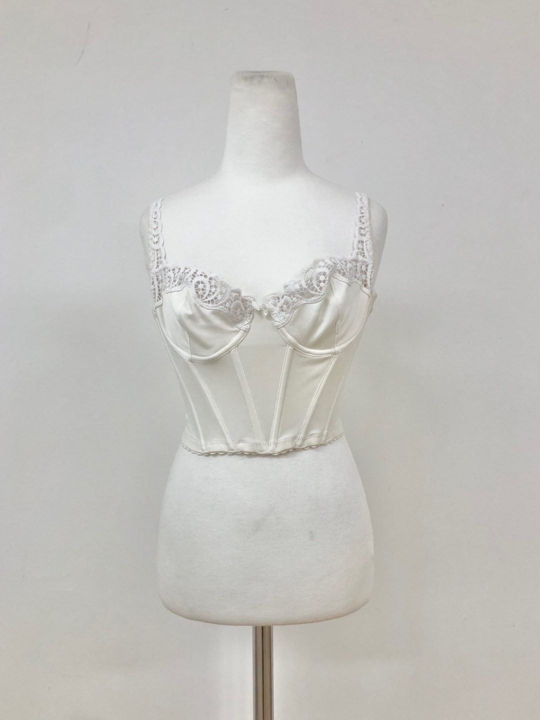 White Lace Cropped Corset Top 70 B(made in france)