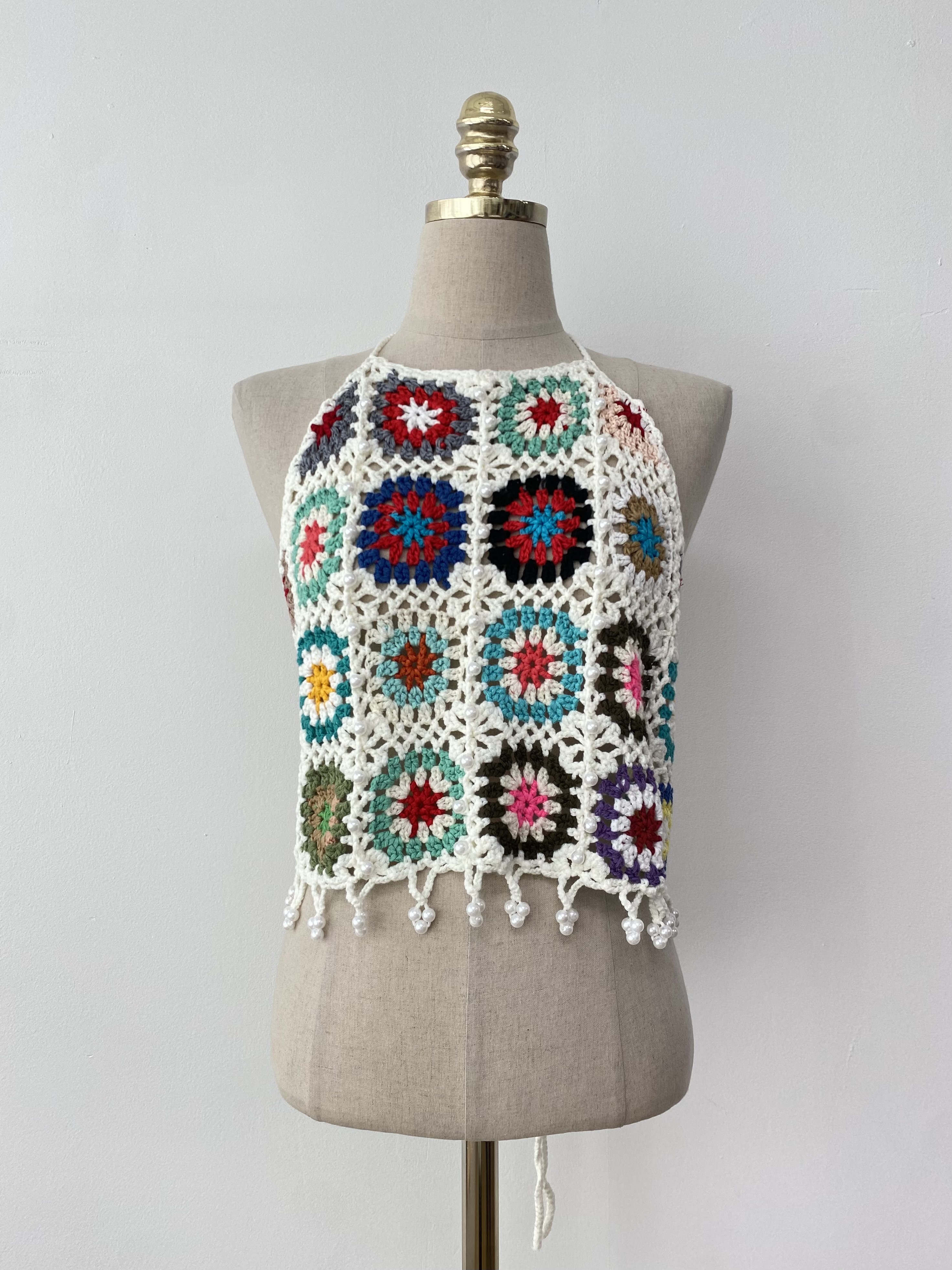 patterned knit halter top