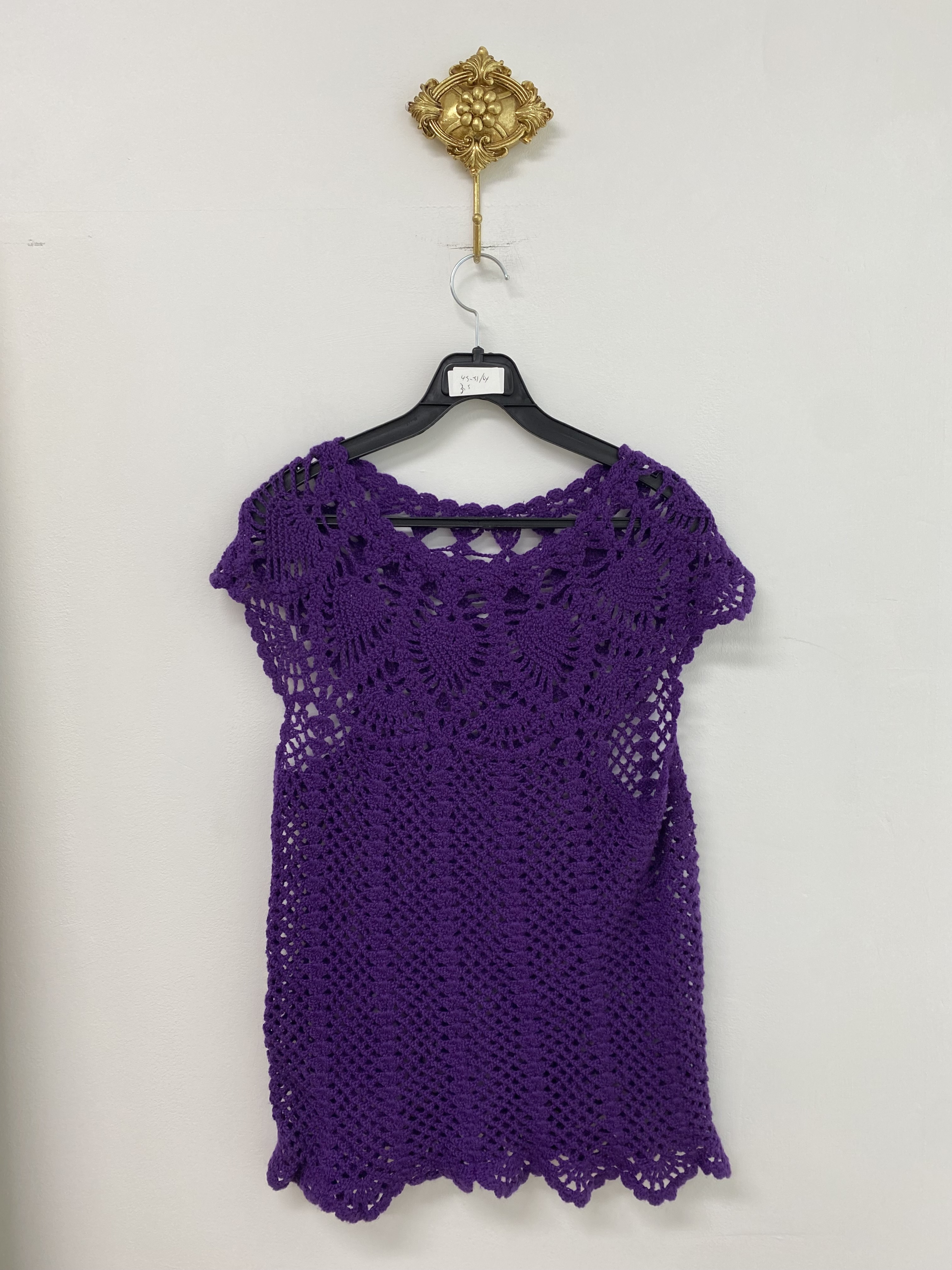 Purple see-through net knit vest