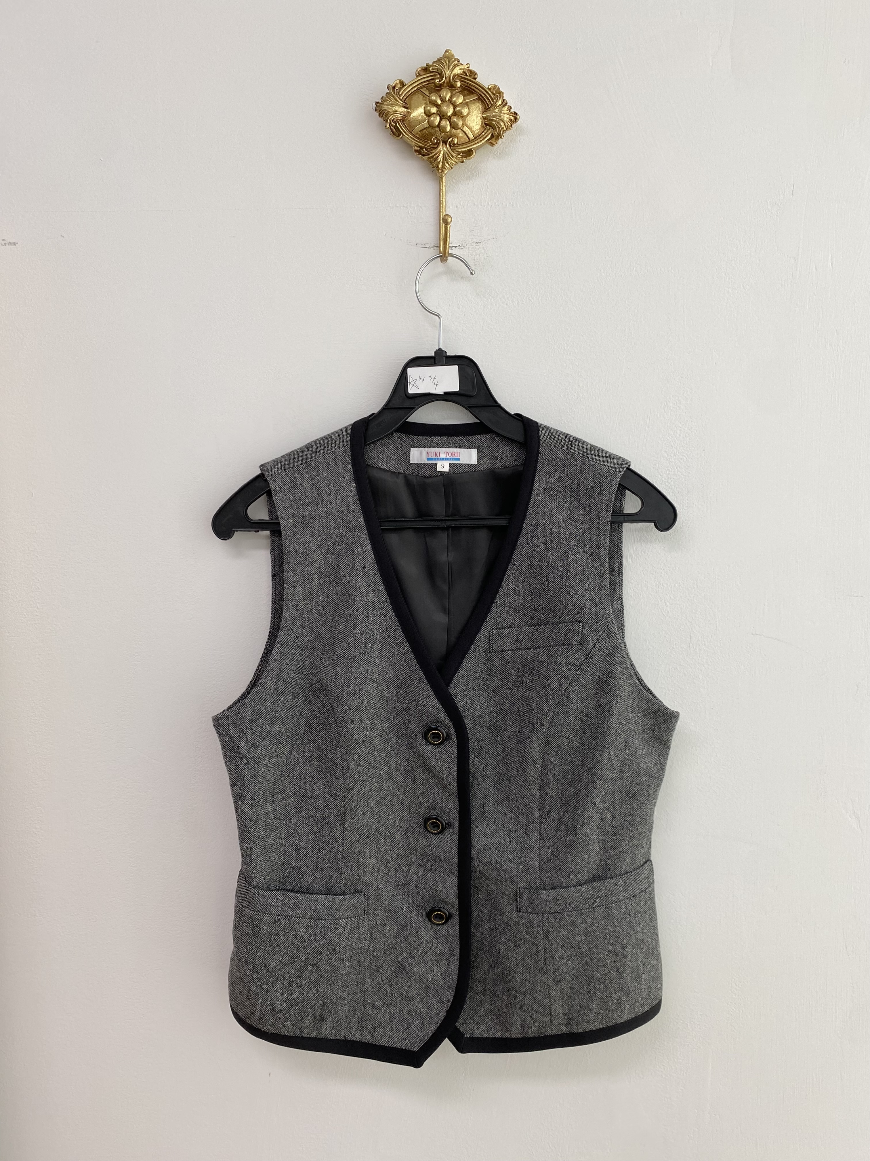 Yuki Torii grey black mix formal wool button vest