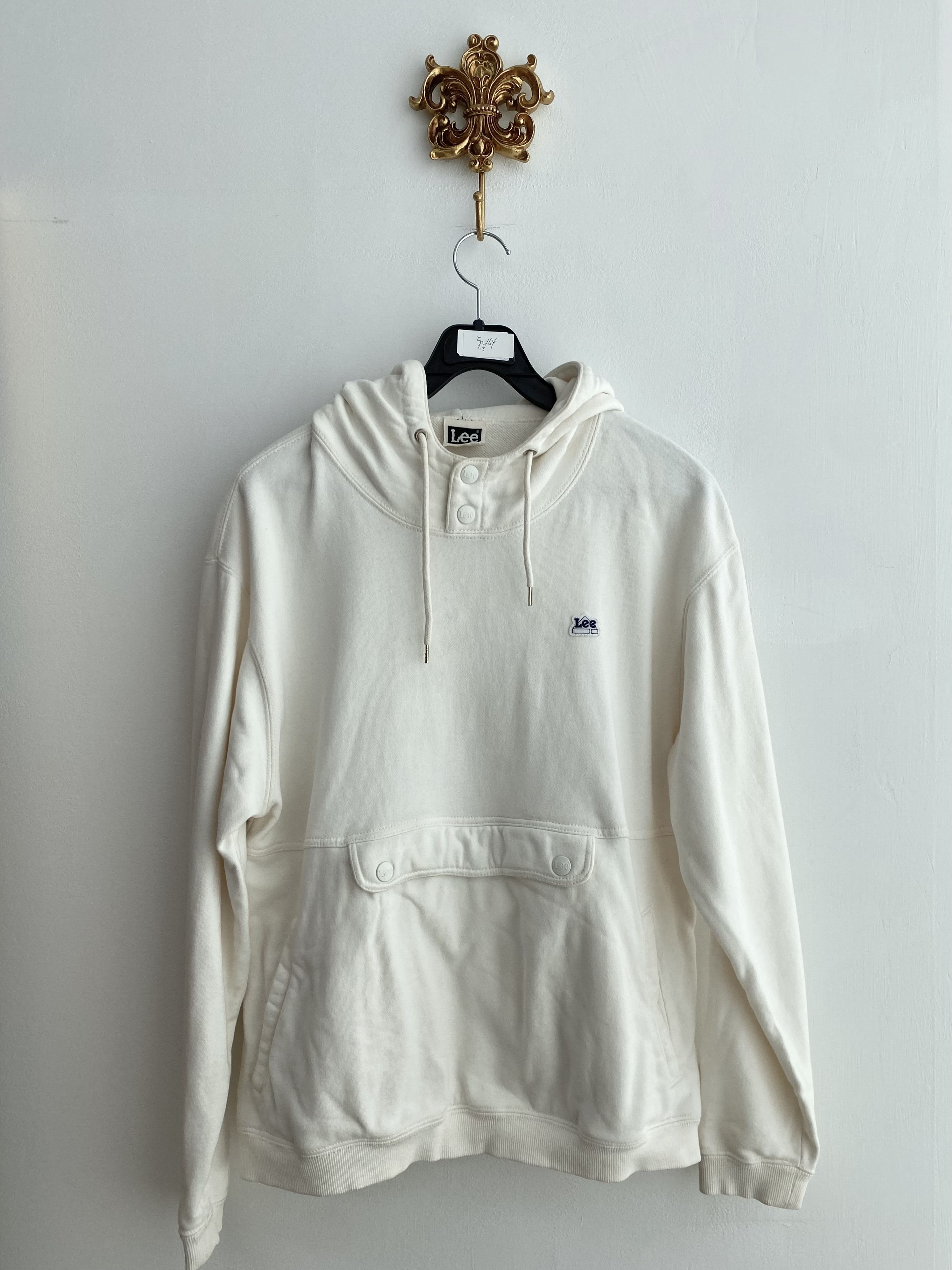 Lee white mini logo cotton anorak hoodie