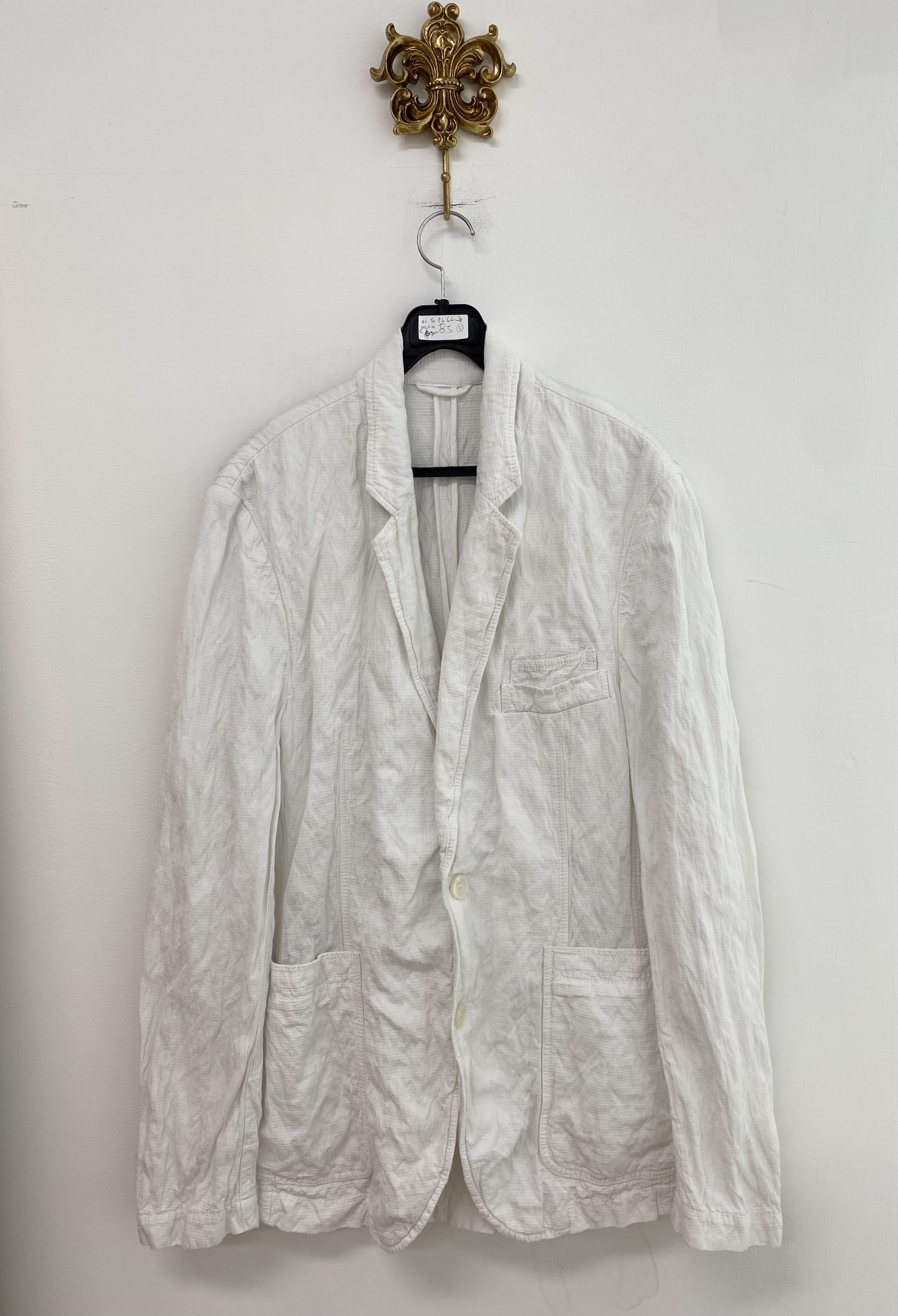 VERSACE white wrinkled big pocket cotton jacket