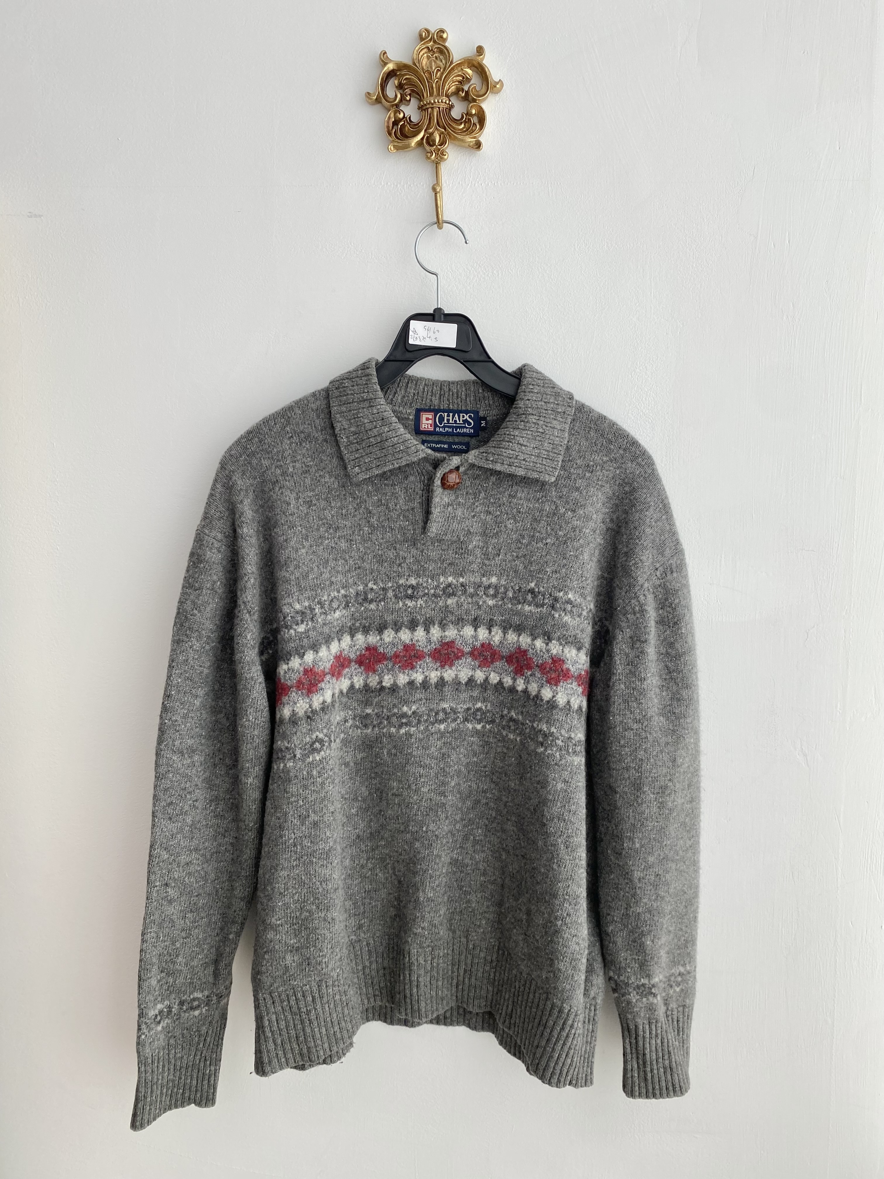 Ralph Lauren grey pattern point wool knit