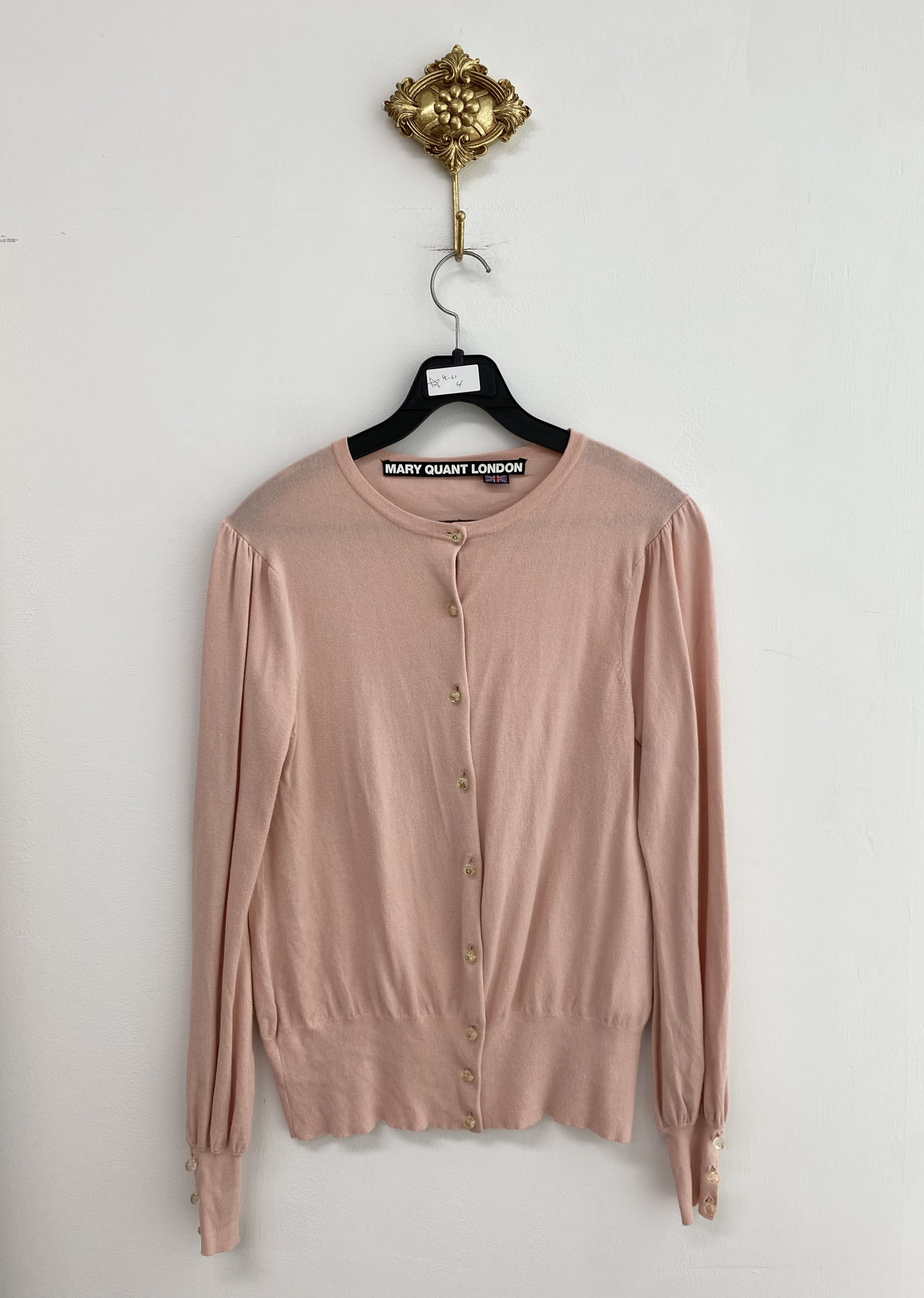 Mary Quant pink marble button point cardigan