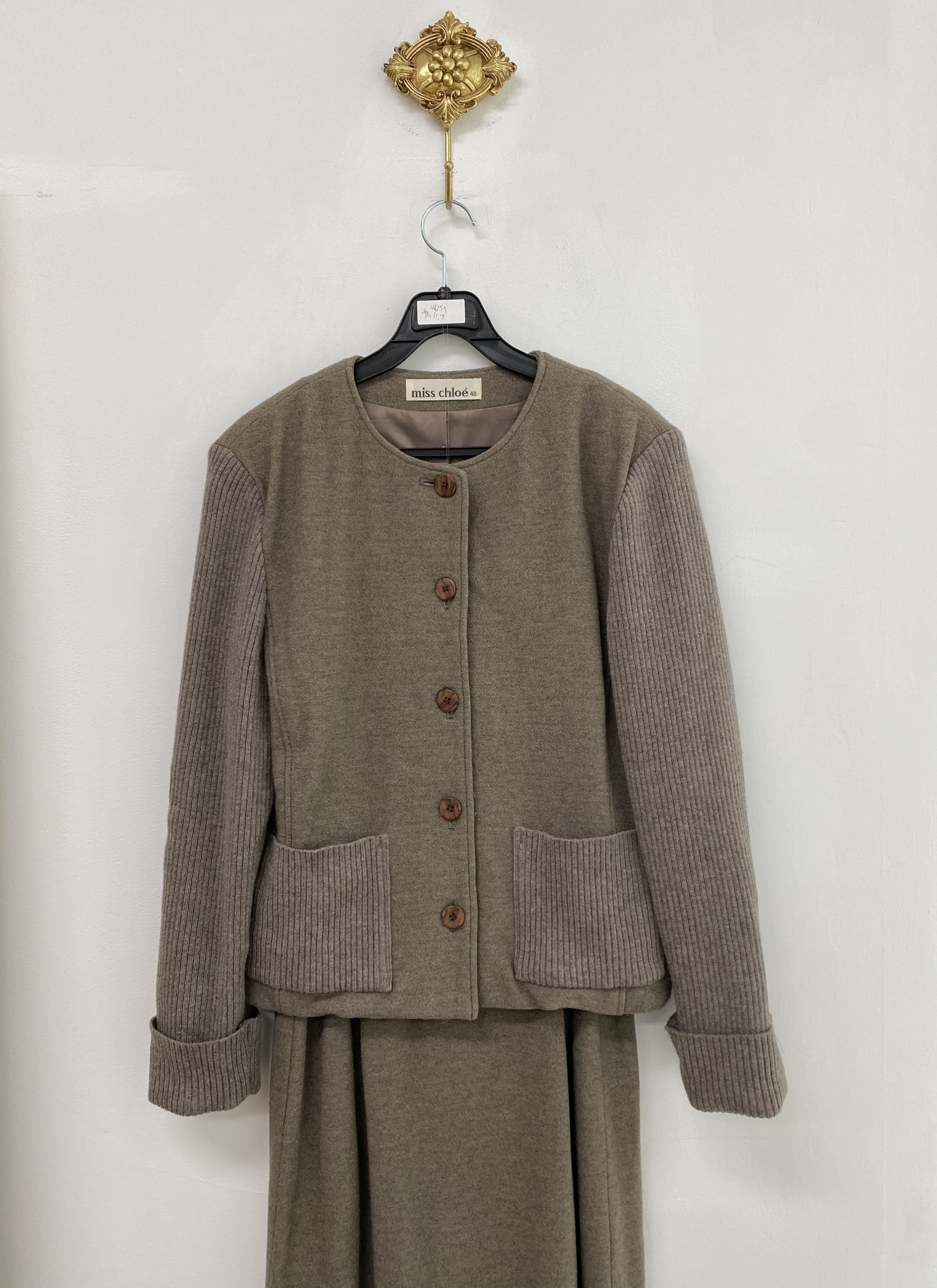 Chloé grey wool mix jacket long skirt setup