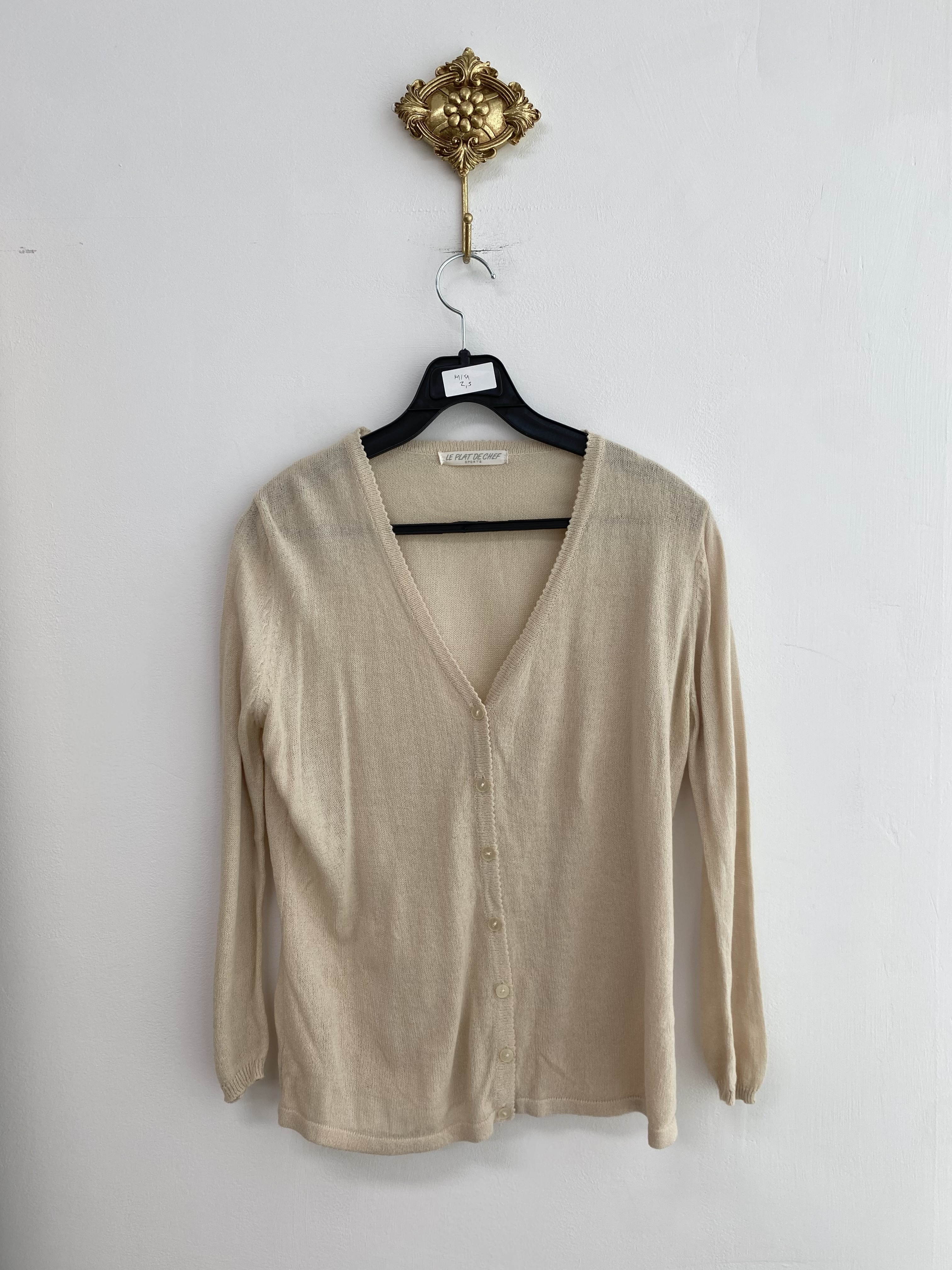 Beige lace cool button cardigan