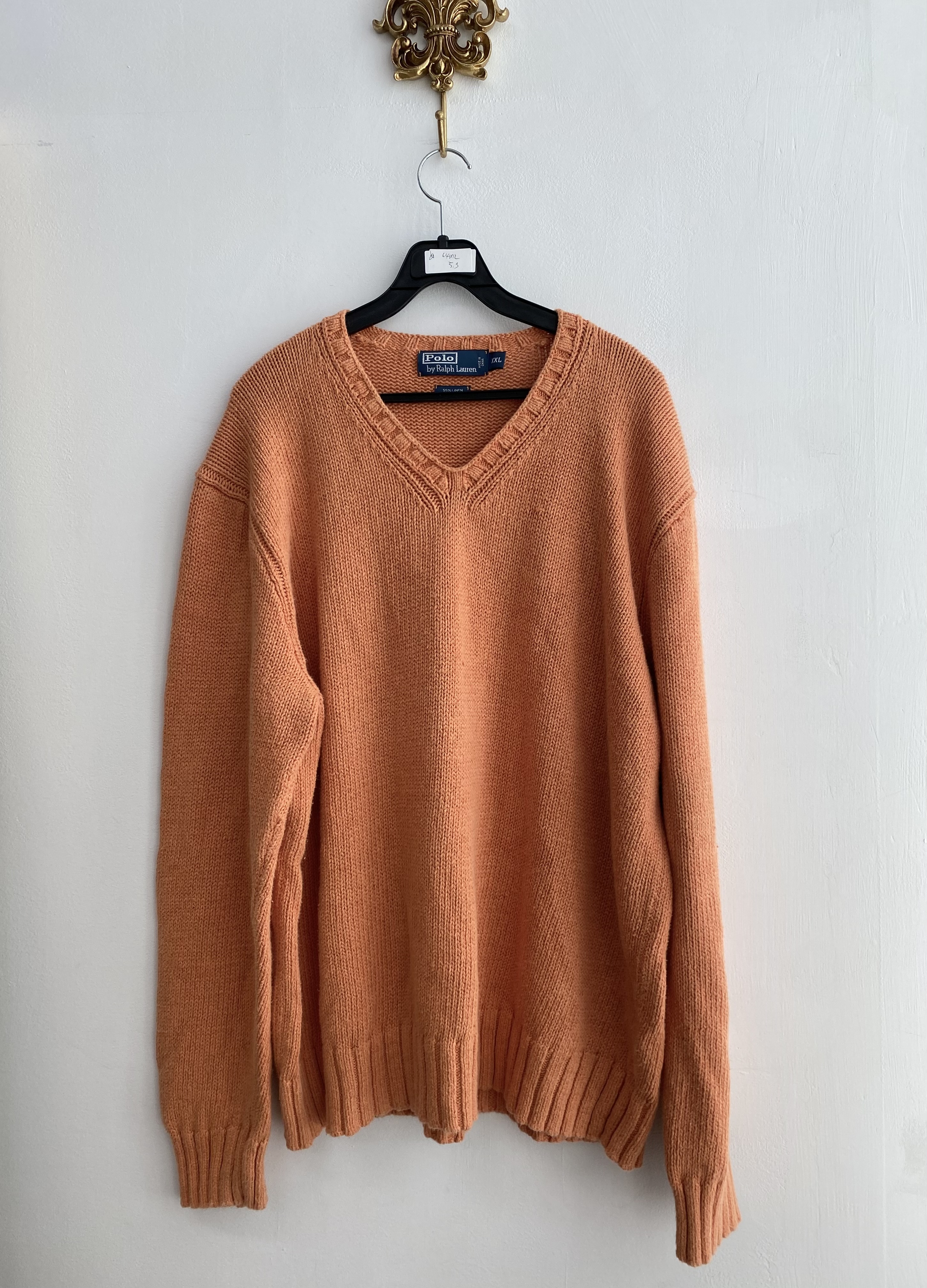 Polo Ralph Lauren orange linen cotton boxy fit knit