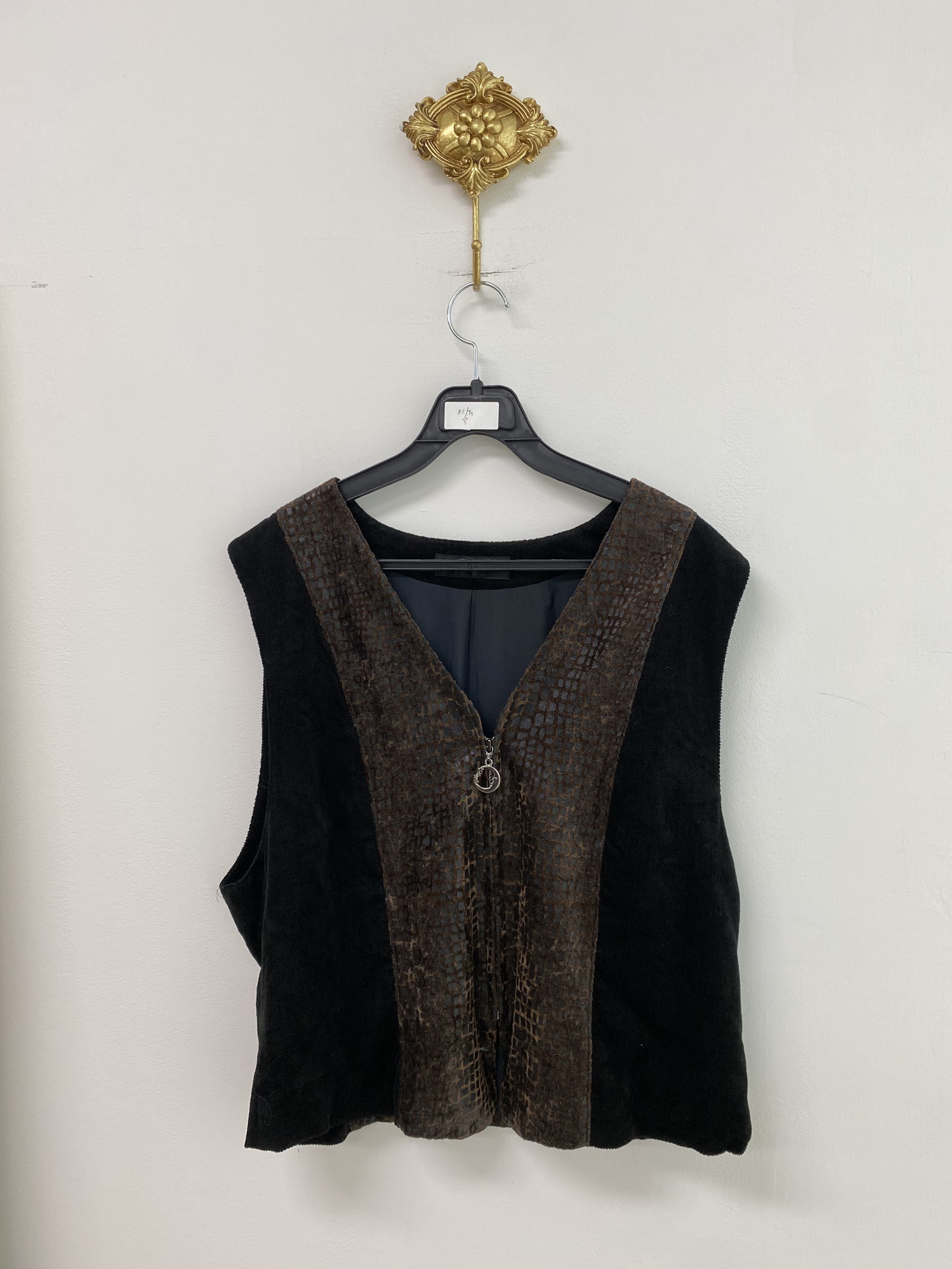 Black brown snake pattern zipper vest