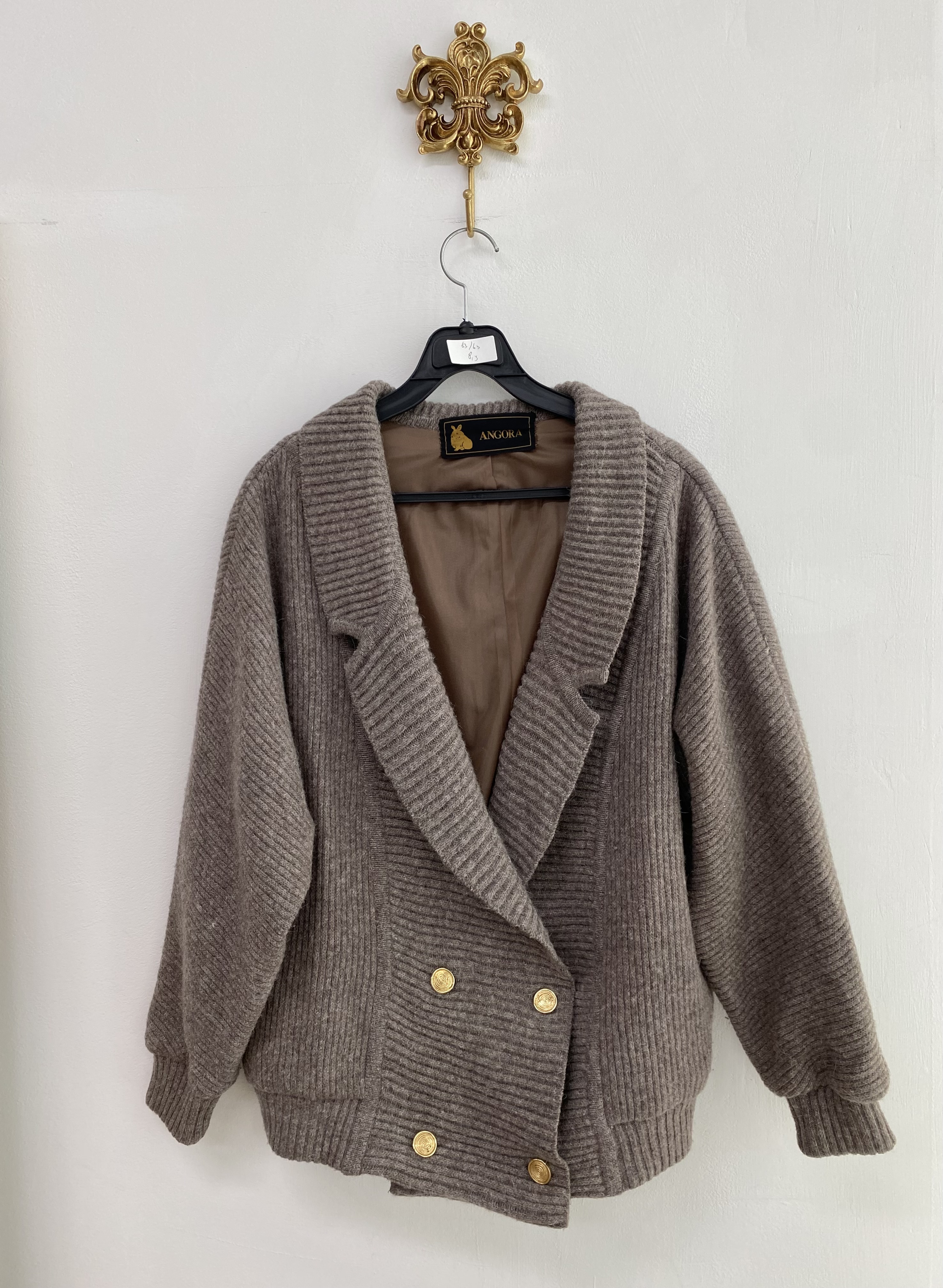 Brown grey double knit cardigan