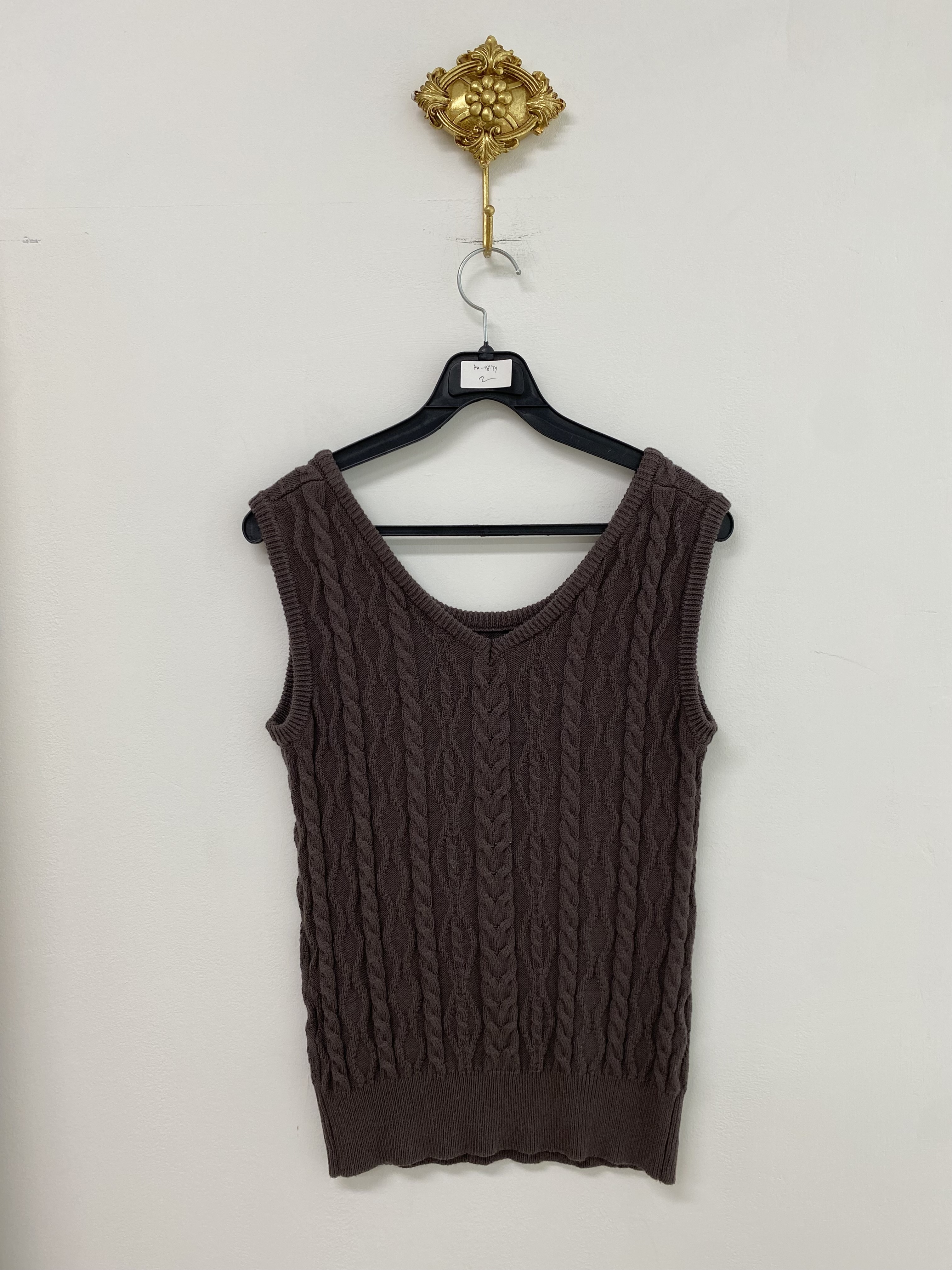 Purple brown knit weave vest