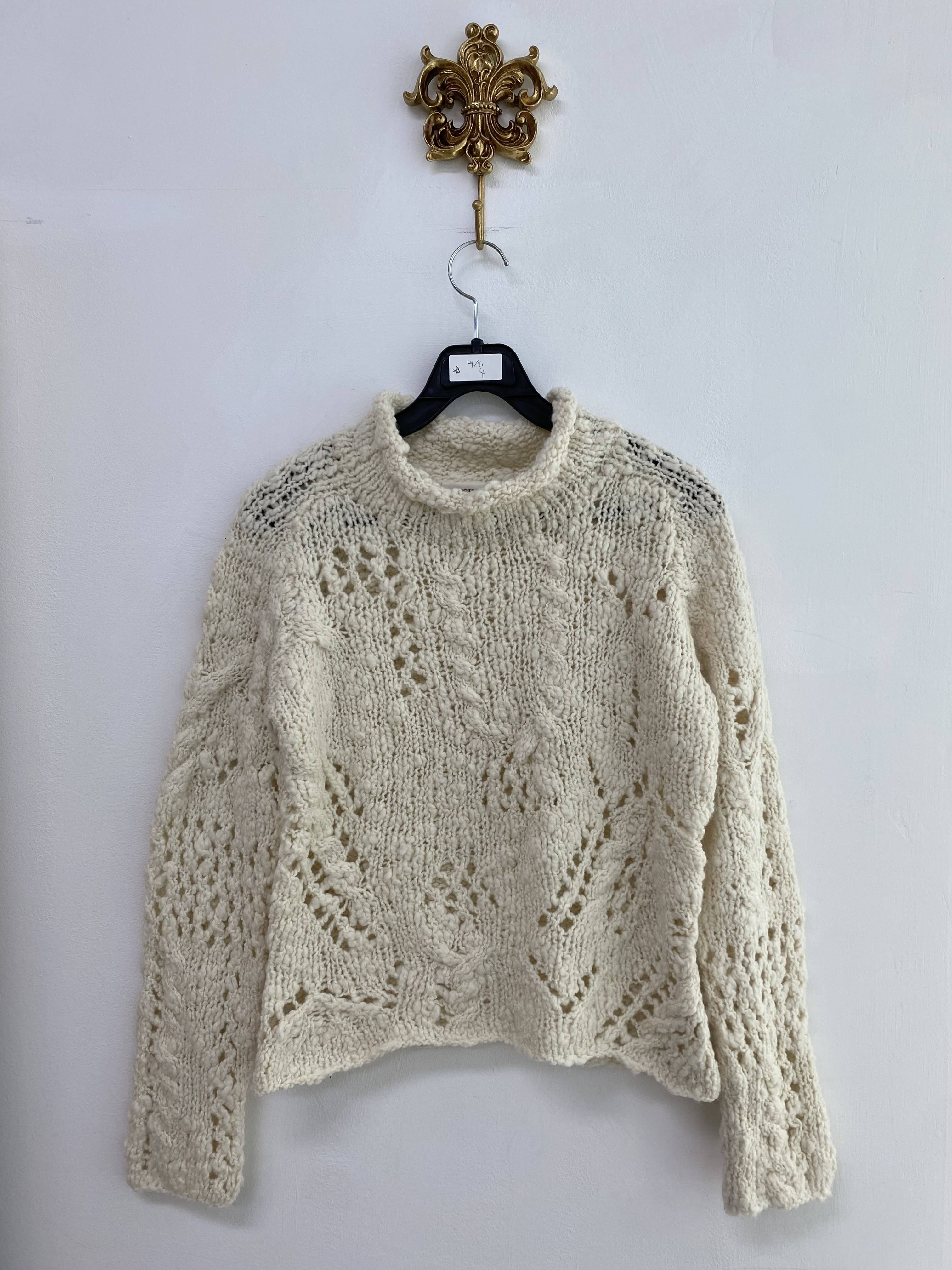 Christian Aujard ivory unique pattern cable knit