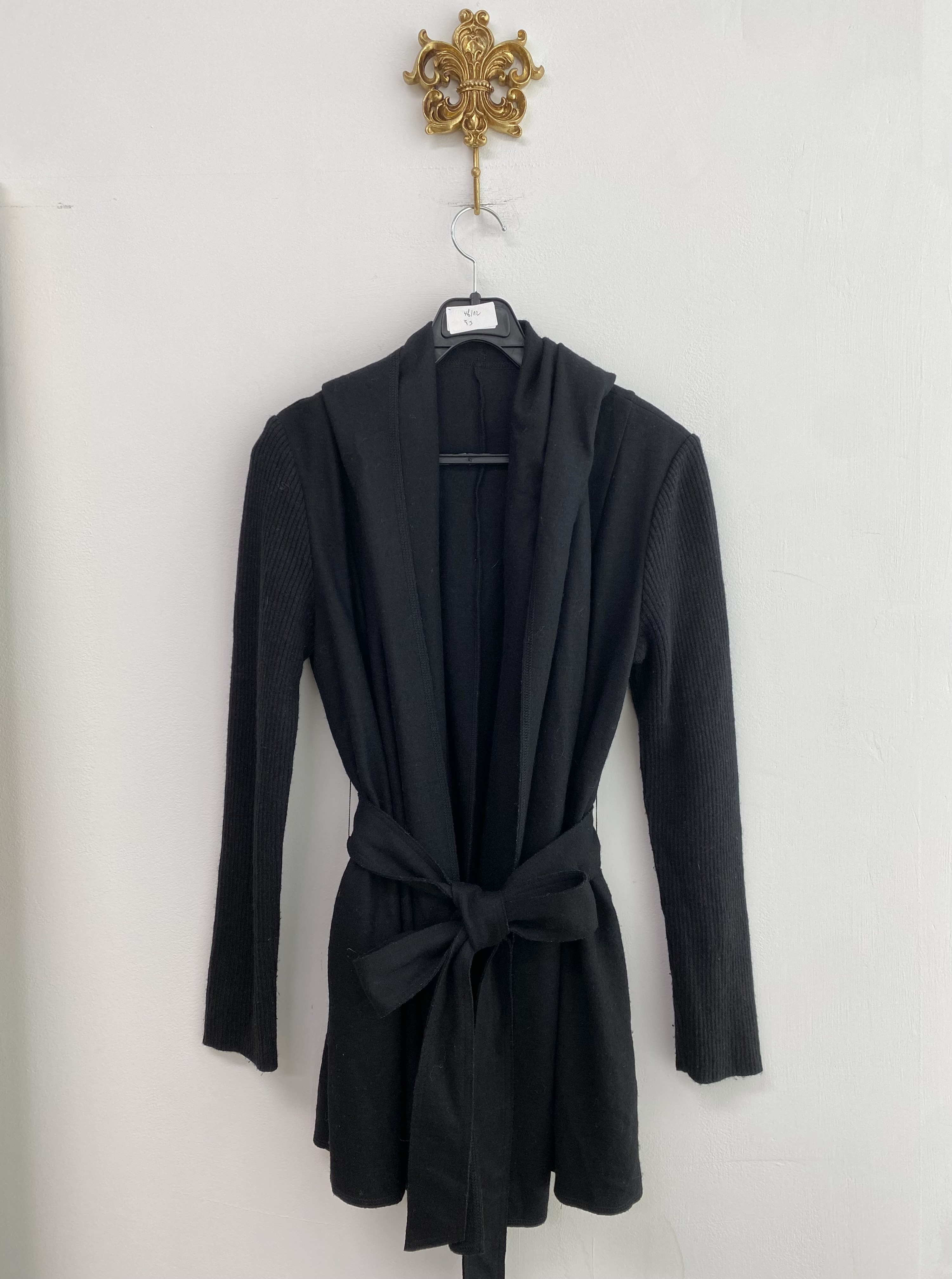 Black knit open robe cardigan