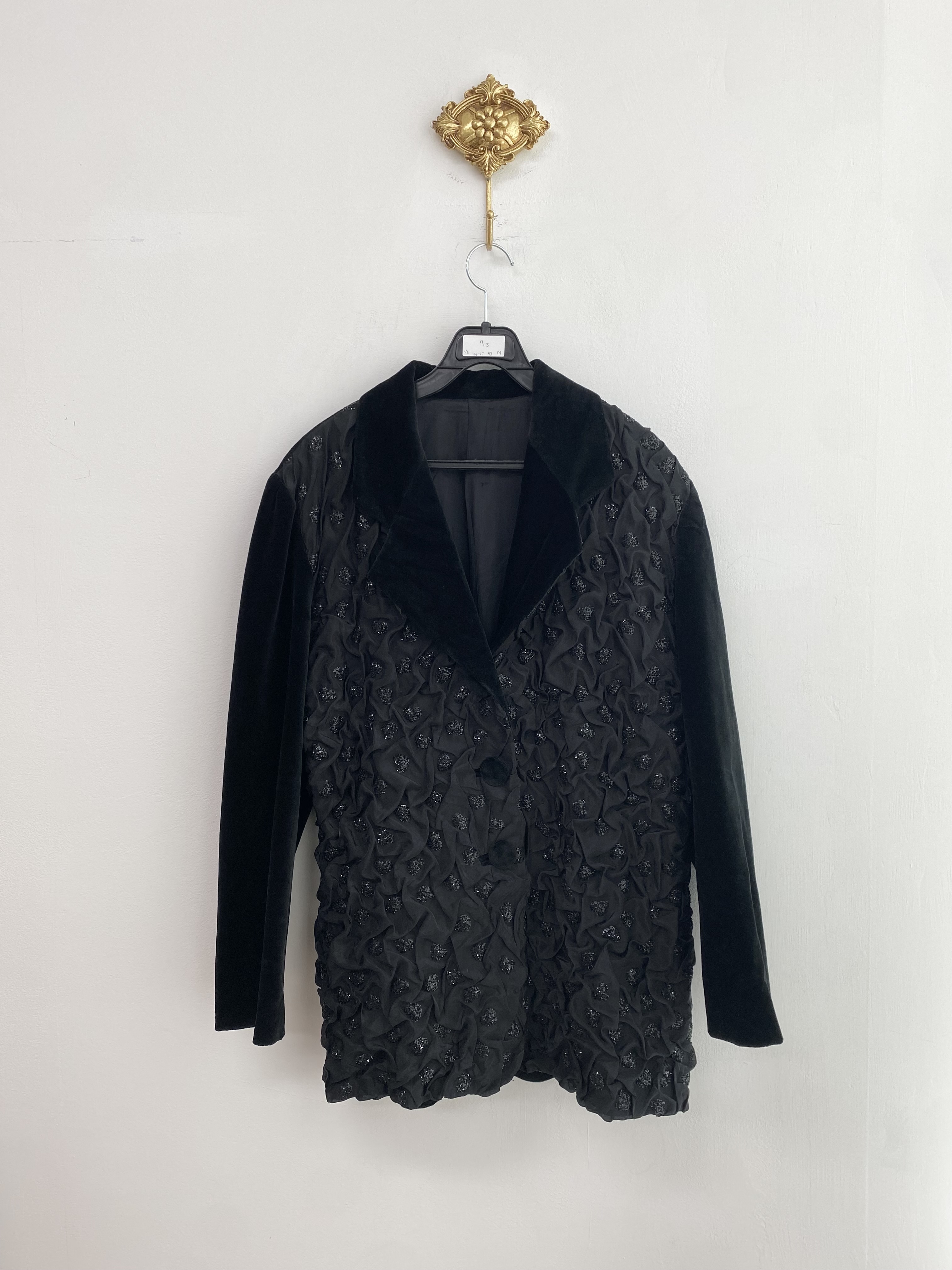 Black sequin heart pattern velvet jacket (made in france)